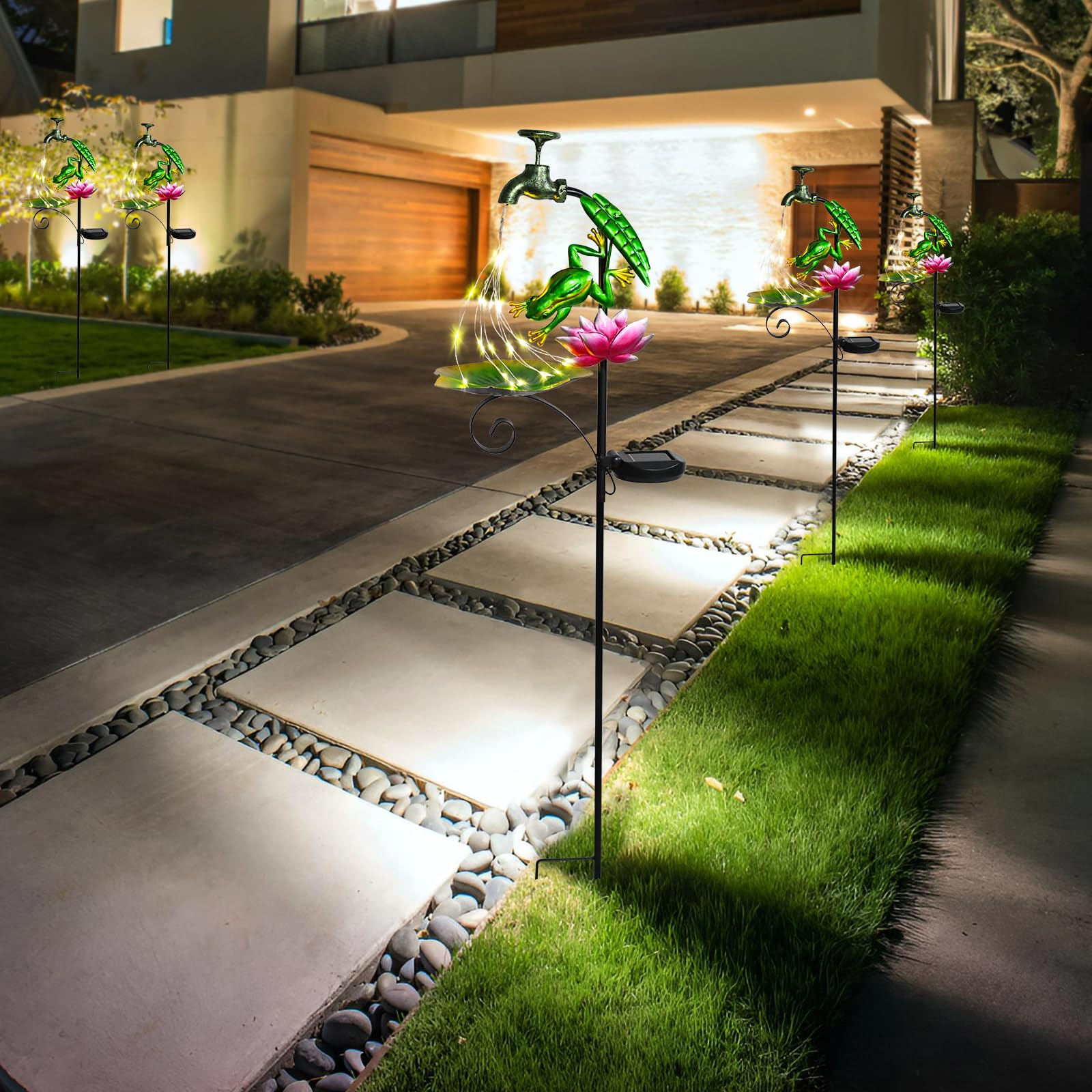 Bshine Frog Solar Outdoor Garden Lights  Waterproof Metal Solar Garden Stakes For Pathways  Poolside  Backyard Decorations  Yard Art  Lawn Decorations  Frog Gift For Mom