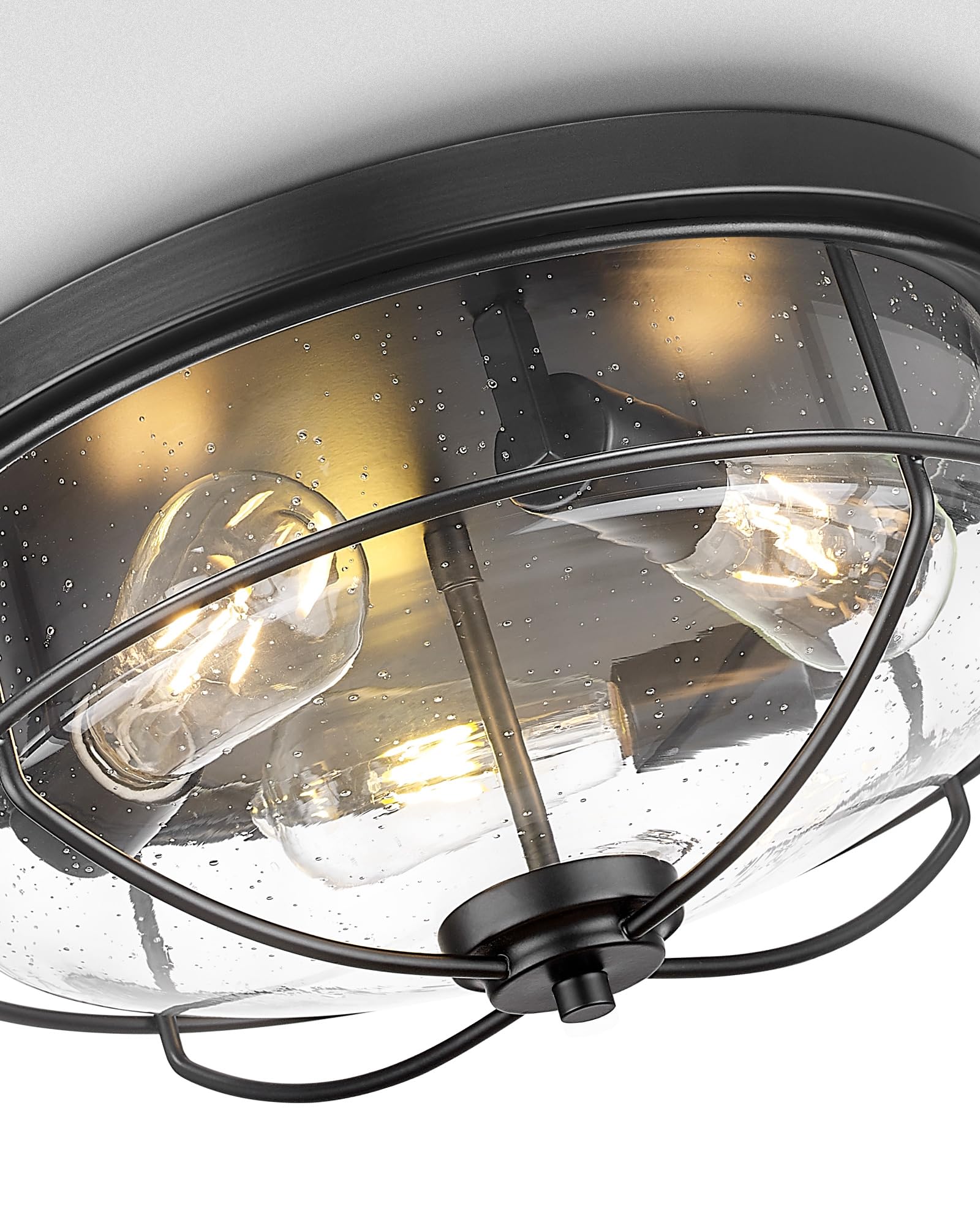 Hwh 15 Inch Farmhouse Ceiling Light With Seeded Glass, Matte Black Finish, 5Htj102F Bk - Hallway & Kitchen Bedroom Laundry Foyer