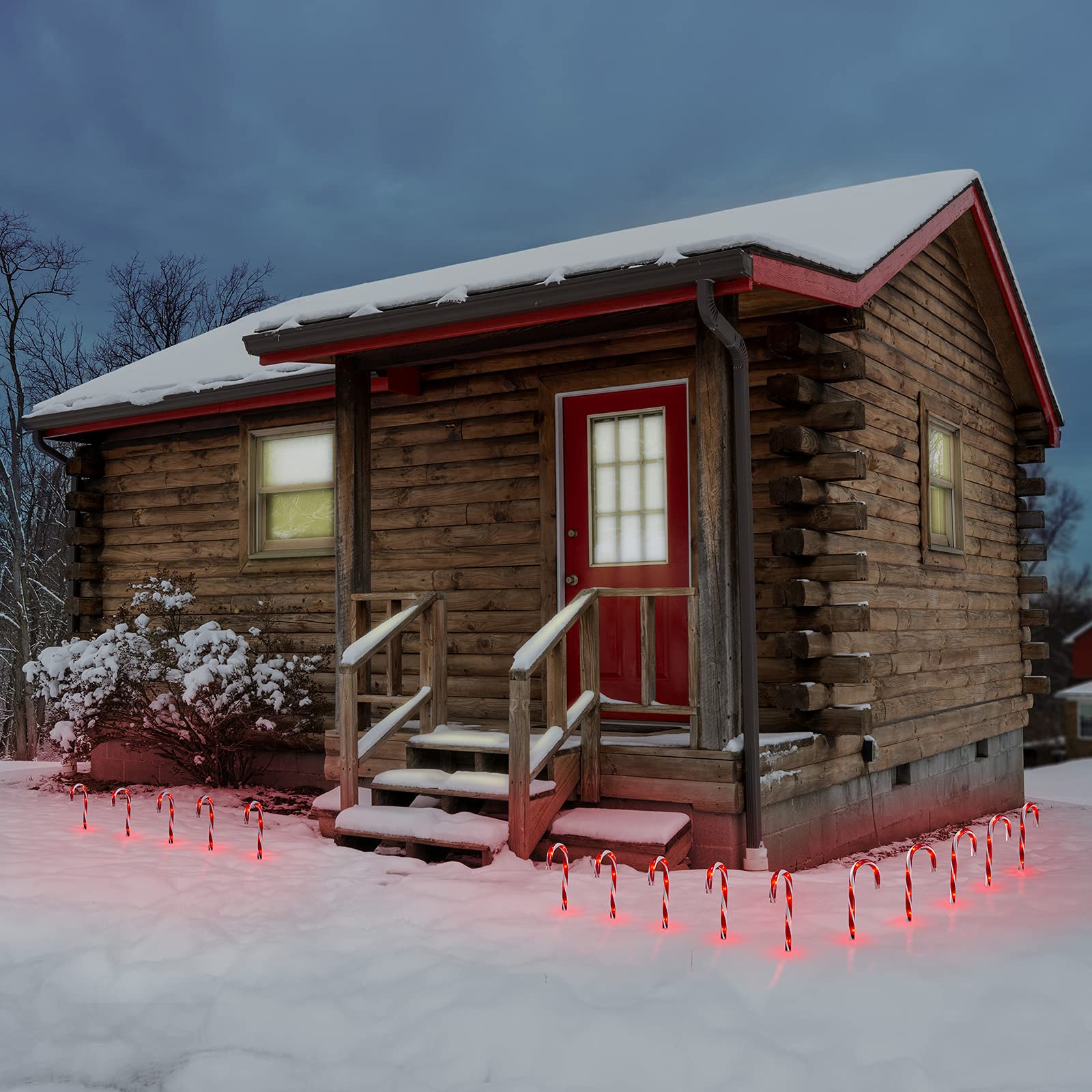 Candy Cane Lights - Set Of 10 Outdoor Pathway Christmas Decorations, 10 Inch Lighted Candy Canes