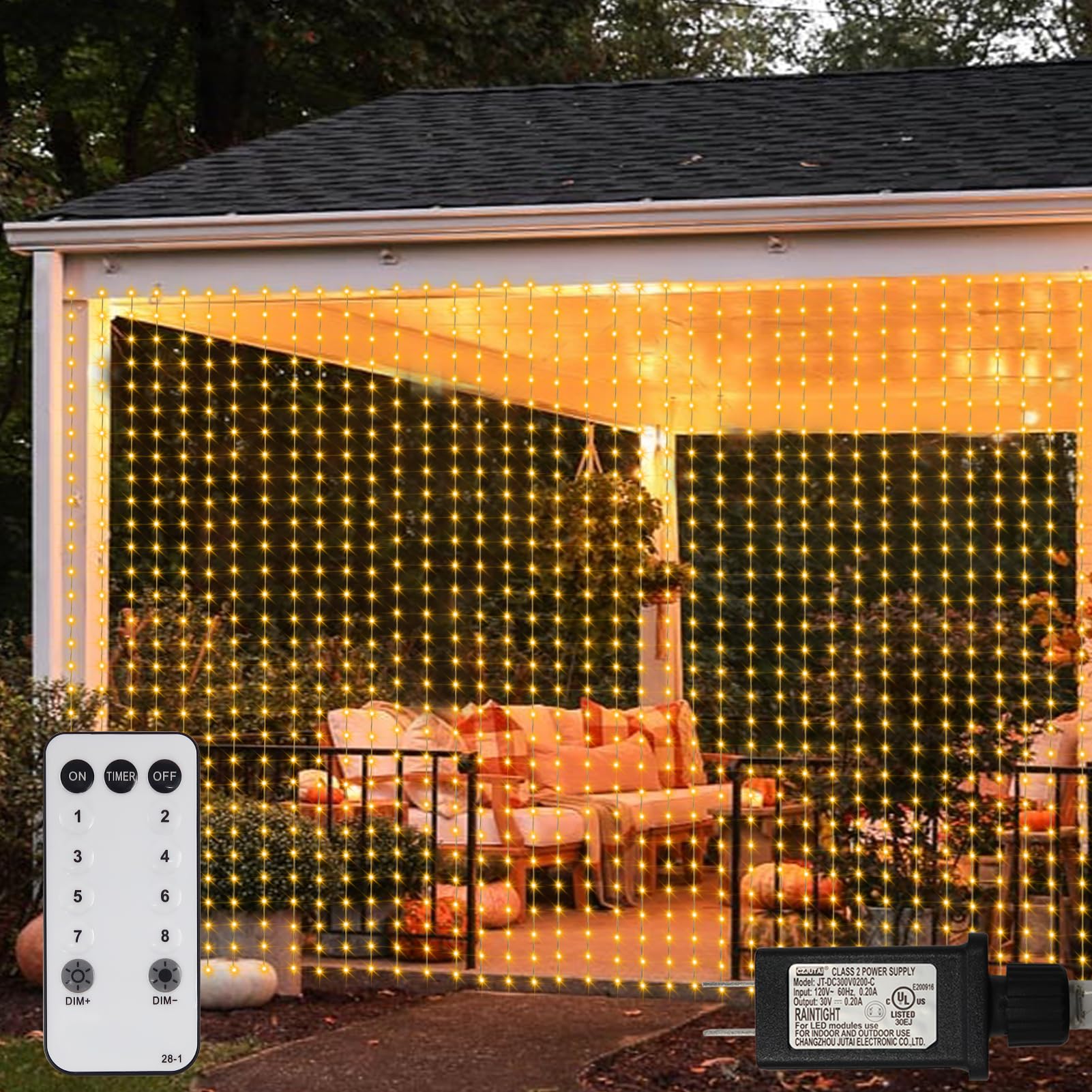 ZAIYW 1200 LED Curtain Lights 10x10Ft, Plug in Fairy Curtain Lights with Timer Remote Control Outdoor Curtain String Lights Wate