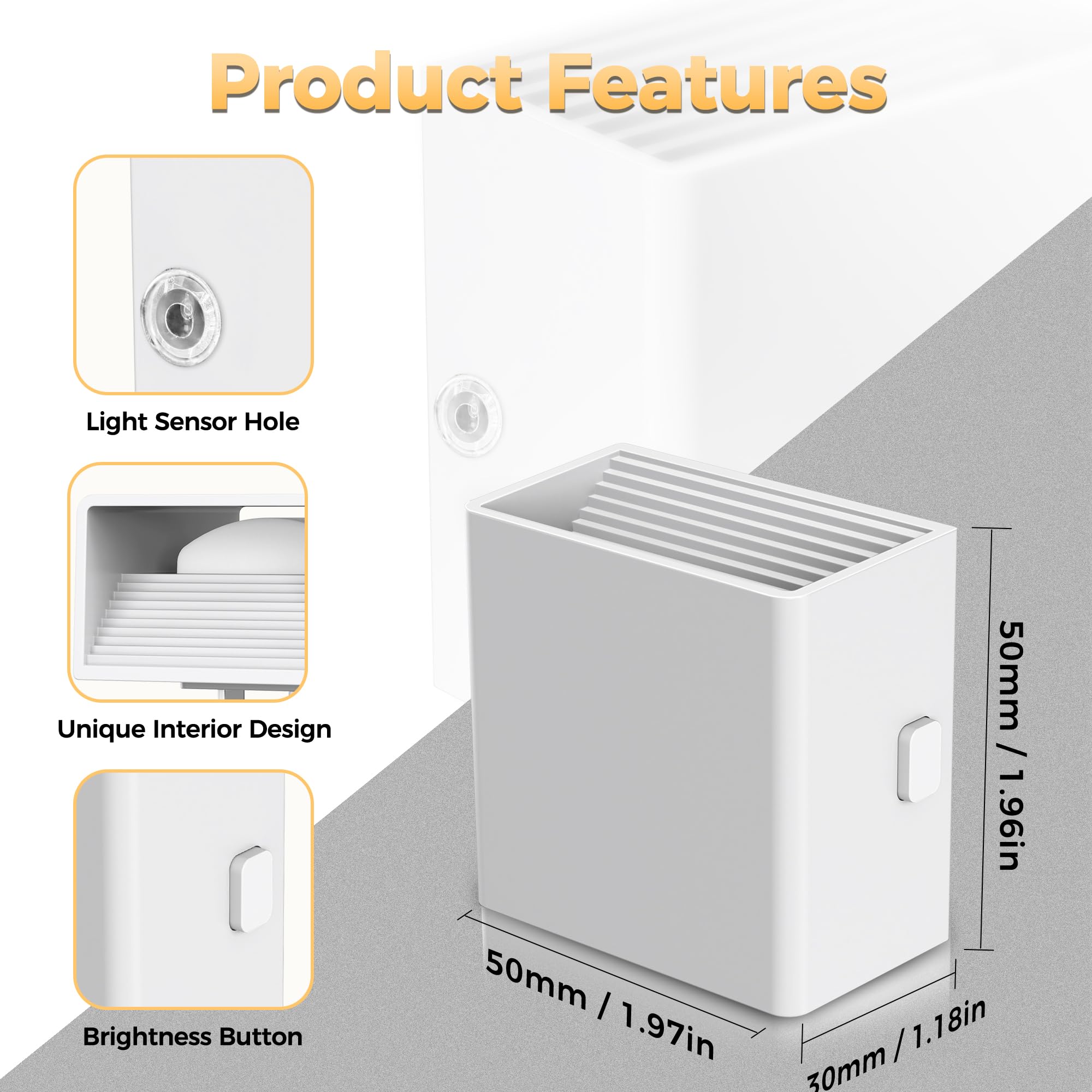DORESshop LED Night Lights, 3 Level Brightness, Dusk to Dawn Sensor, 2 Packs, White Cover-Amber, Model D-GY106AMWHUS-2