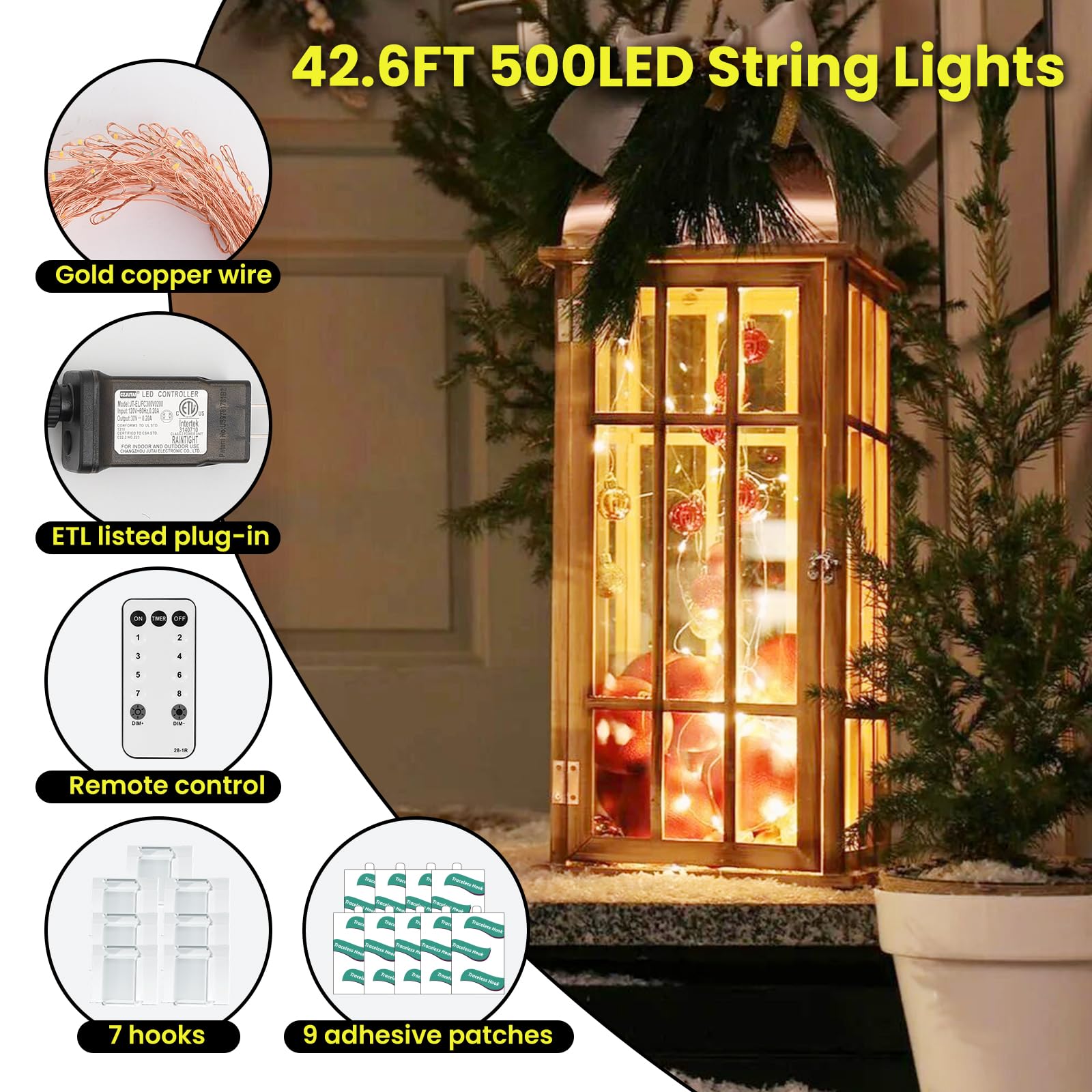 Dailyart Fairy Lights Plug In, 500 Led Fairy Lights With Remote 42Ft Small Warm Fairy Lights With Timer Long Twinkle Lights Waterproof String Fairy Lights For Bedroom Outdoor Indoor Decor,Gold Wire