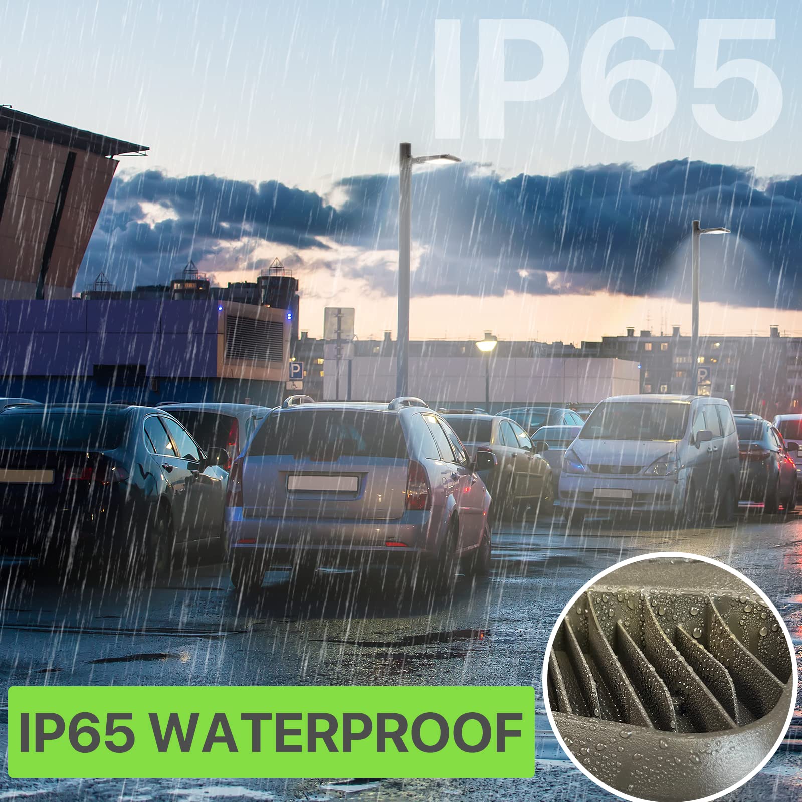 Glitgate 150W Parking Lot Lights 22500Lm(150Lm/W) 5000K Adjustable Arm Mount Led Street Lights With Dusk To Dawn Photocell, 100-277V Ip65 Waterproof Shoebox Light For Yard, Roadway 2 Pack