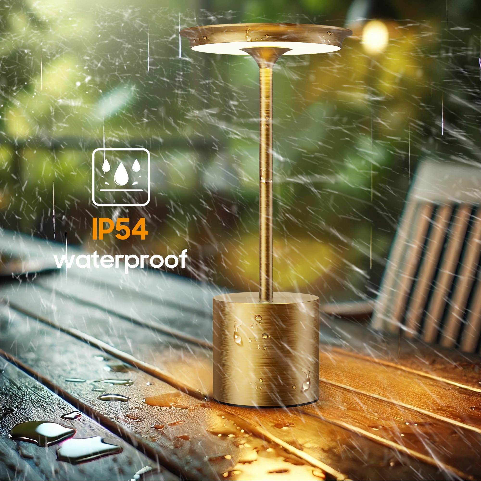 Sikevht Cordless Table Lamp,Rechargeable 6000Mah Battery Operated Portable Table Light, 3 Color Stepless Dimmable Battery Table