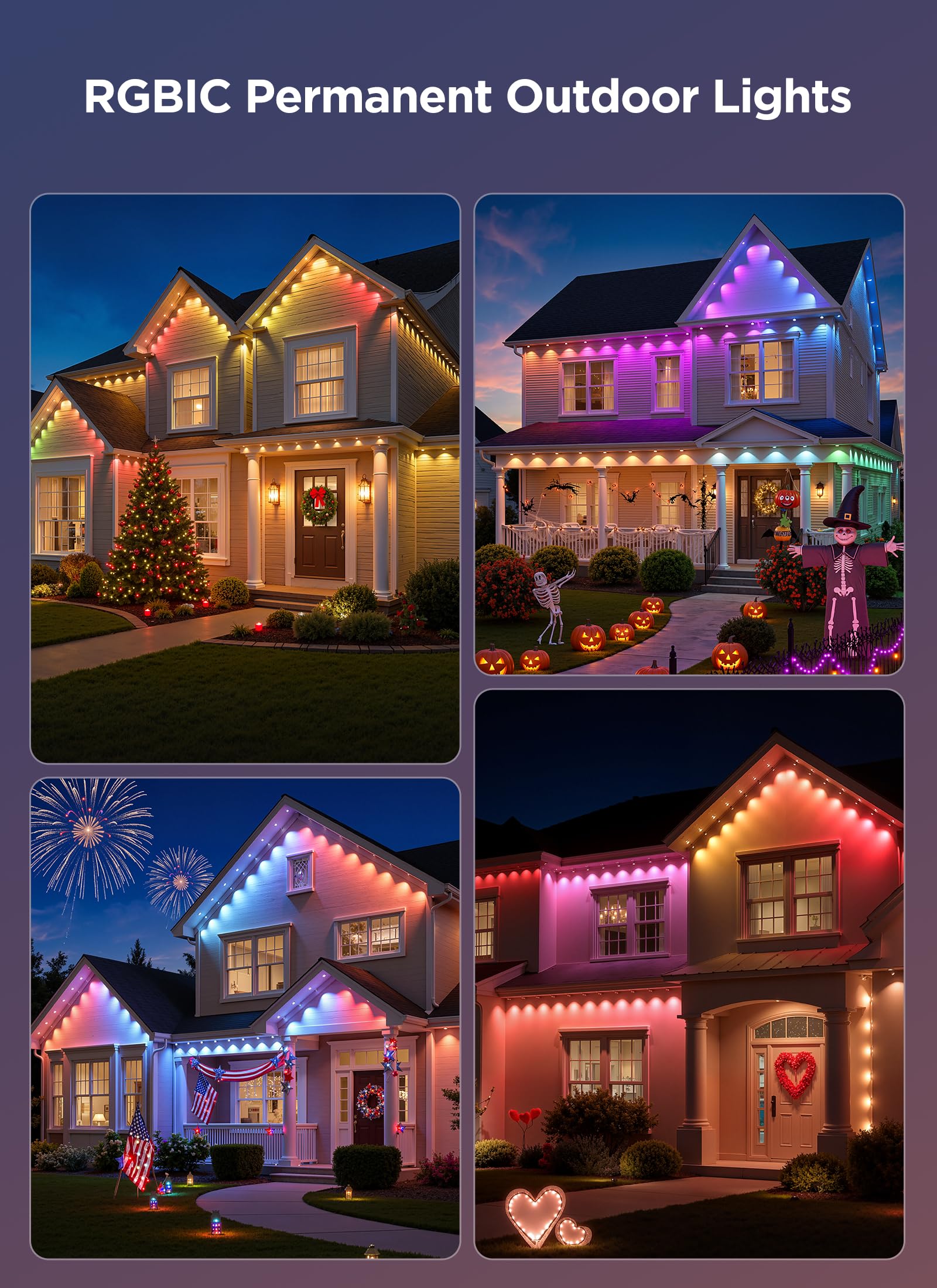 Smartdawn Permanent Outdoor Lights  100Ft 64 Bulbs Rgbic Led Outdoor String Lights  Diy Scene Mode  Ip68 Waterproof Christmas Lights For Daily Decor  House Roof  Holiday Decorations  Outside