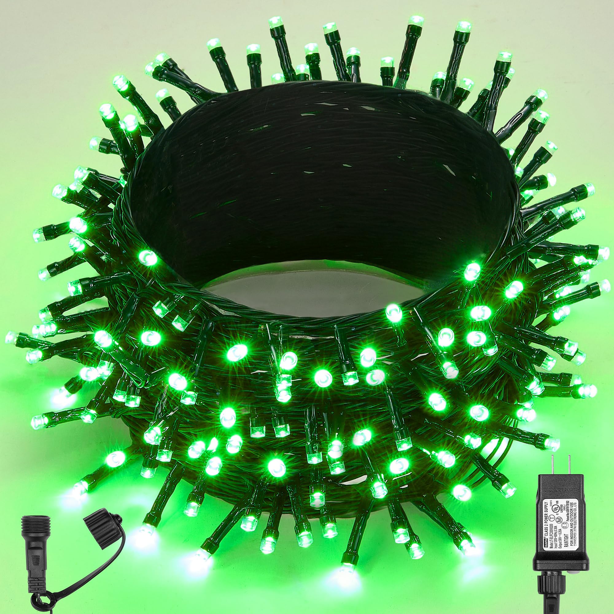 WBao Christmas Lights Indoor Outdoor 300LED 108ft  Super Bright LED Christmas String Lights with UL Certified  8 Light Modes  Timer  Connectable & Waterproof for Trees  Patio  Xmas Party Decor  Green