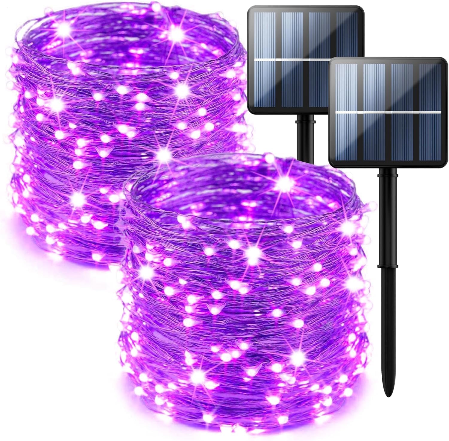 Selarlyt Solar Fairy Lights 200 LED, 8 Modes, Purple, Upgraded Oversize Lamp Beads, Outdoor String Lights