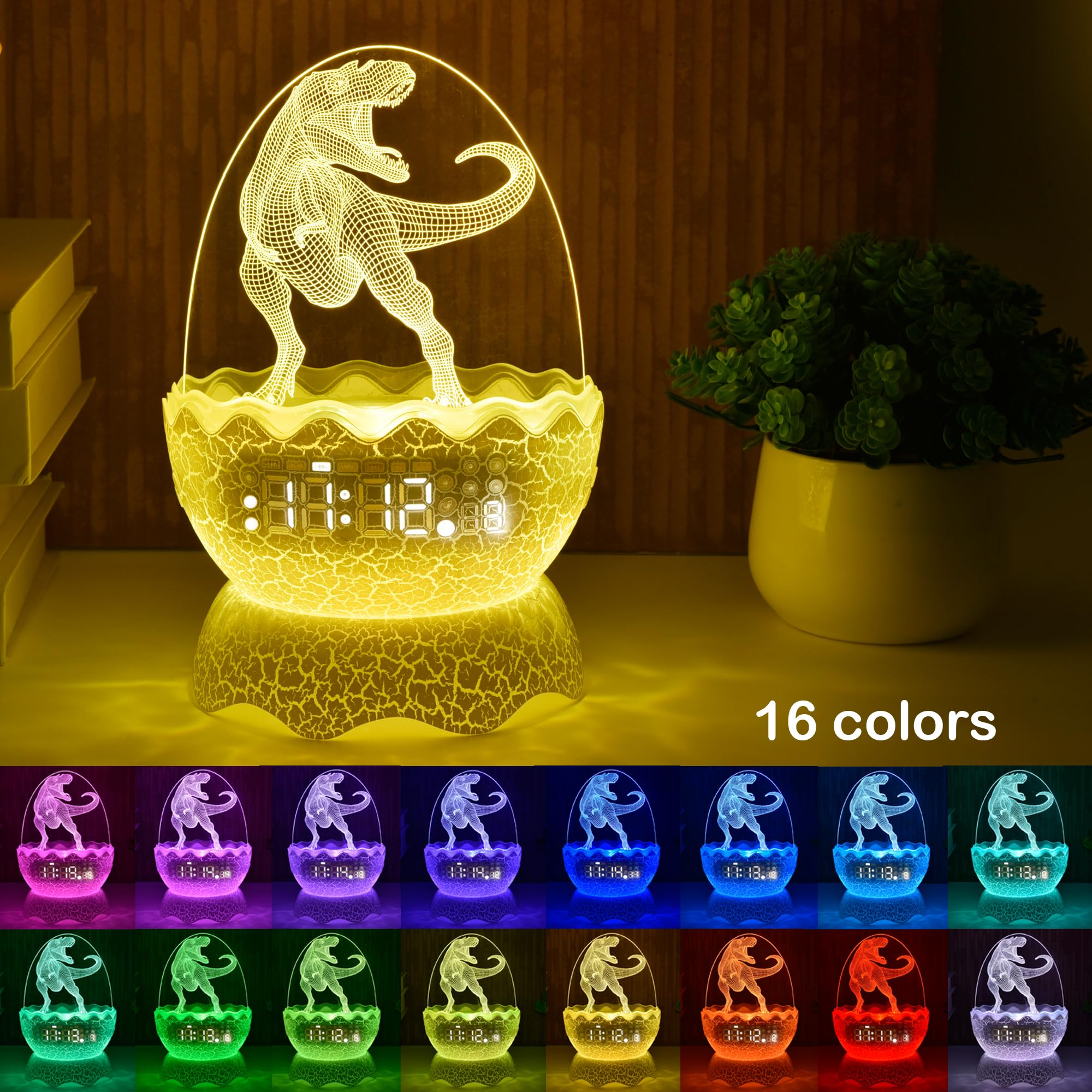 Childrenlive Dinosaur Egg Night Light & Bluetooth Speaker, Multicolor with Remote Control & Timer, Model QX006, Perfect Gift for Kids