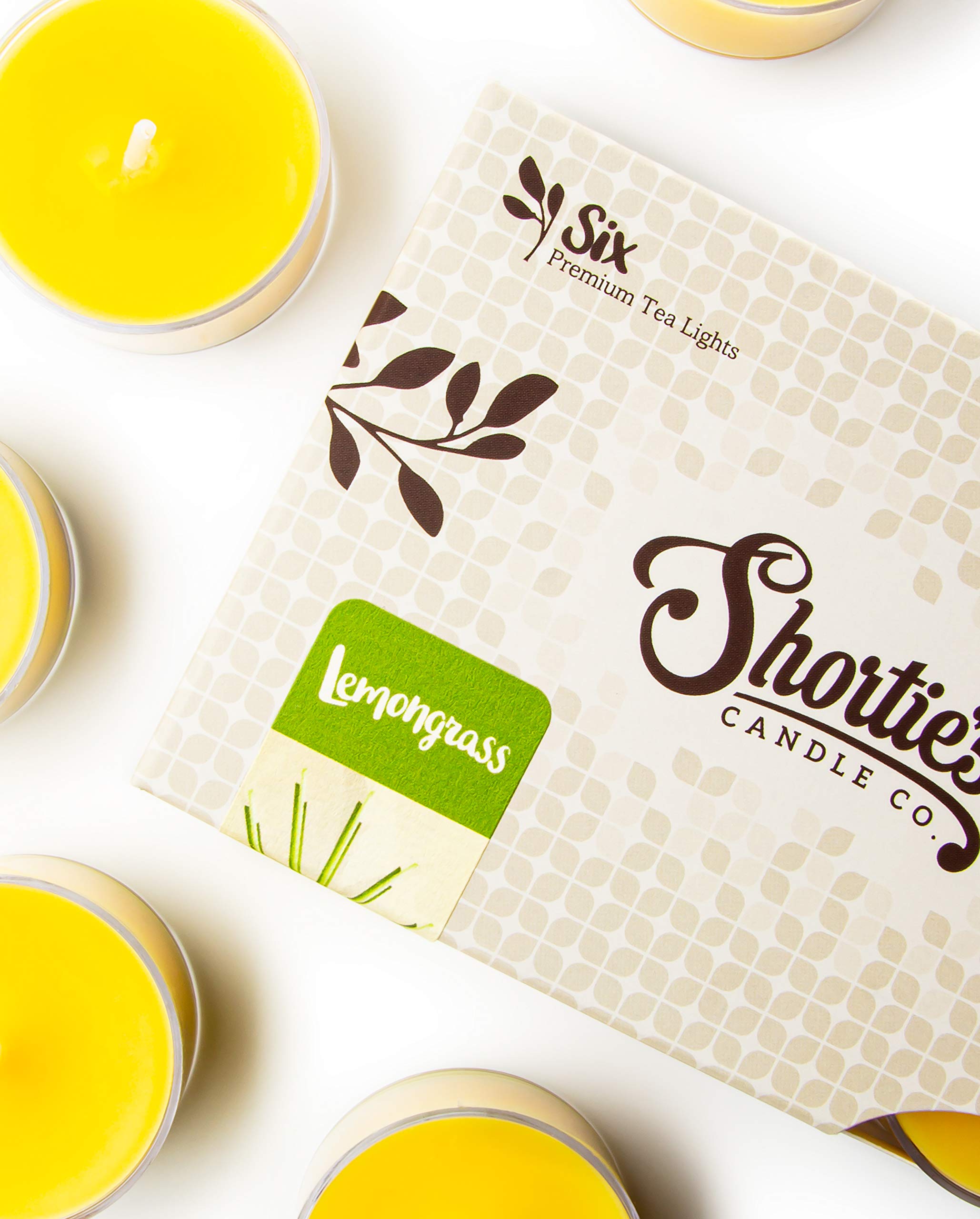 Lemongrass Premium Tealight Candles - 6 Yellow Highly Scented Tea Lights - Beautiful Candlelight - Made In The Usa - Fresh & Clean Collection