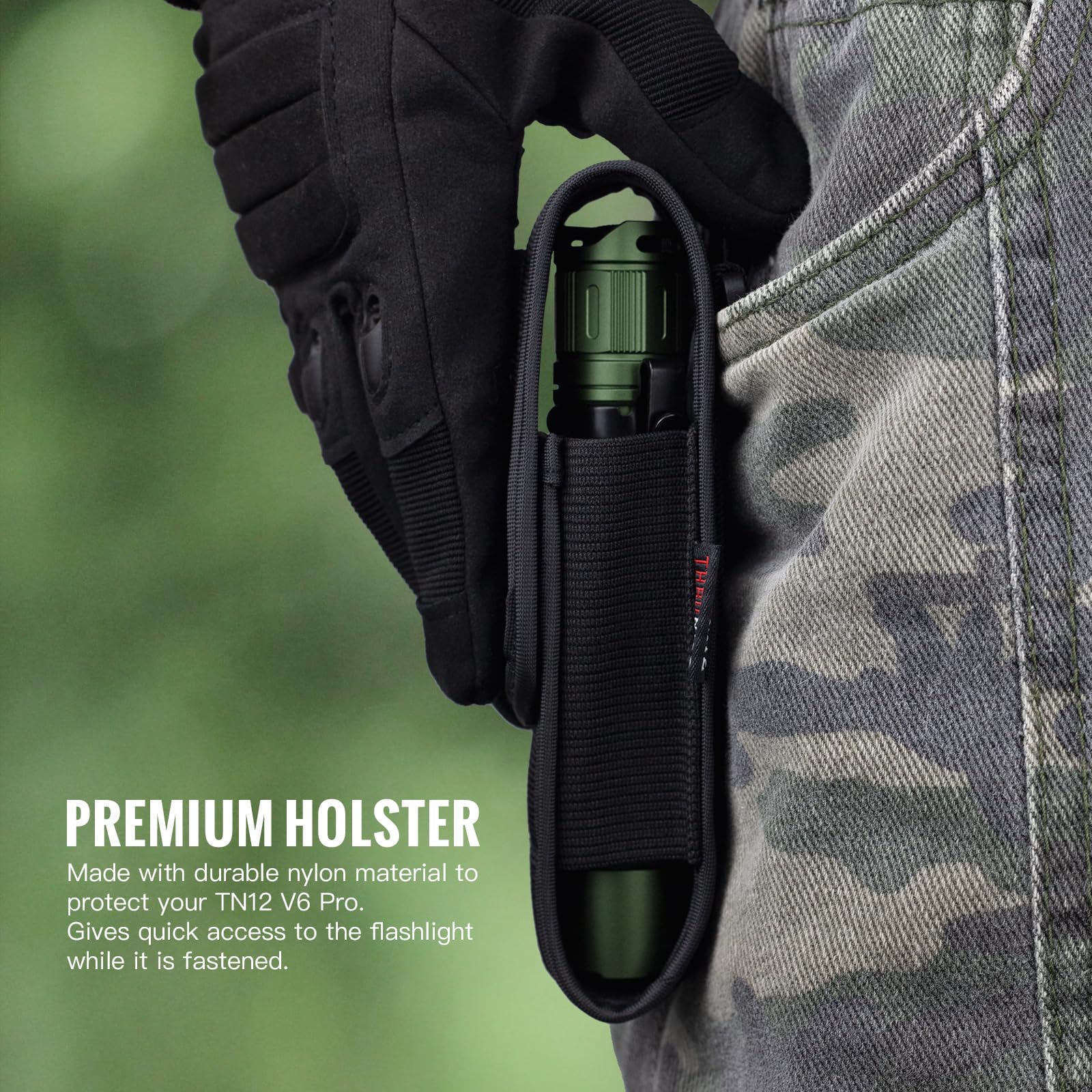 ThruNite TN12 V6 Pro Tactical LED Flashlight - 1705 Lumens, USB-C Rechargeable, Compact for EDC, Law Enforcement, Outdoor Use (Green)