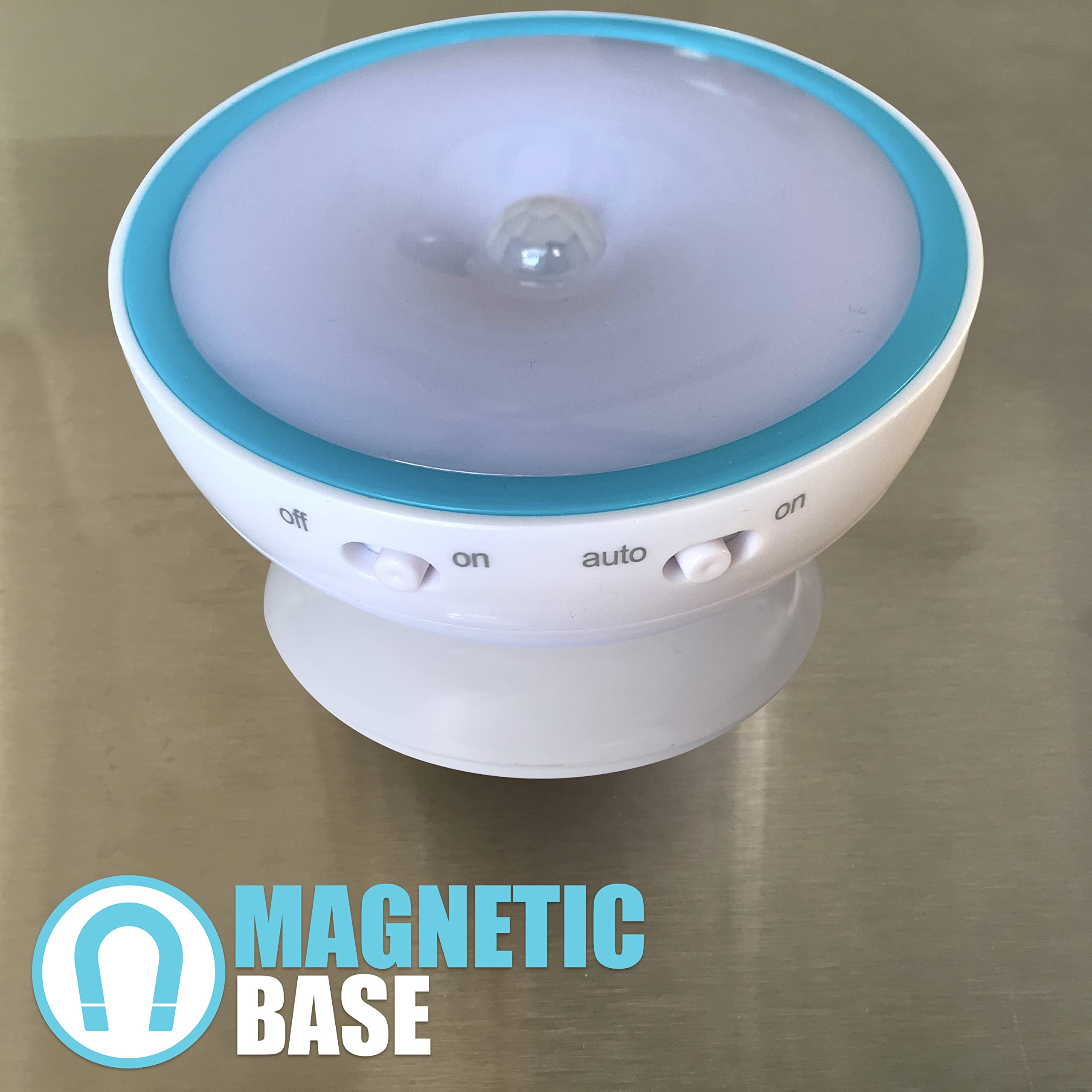 Cruise On Motion Sensor Light - Battery Operated, Magnetic Base, LED, White/Sky Blue, Model CRUISEON91