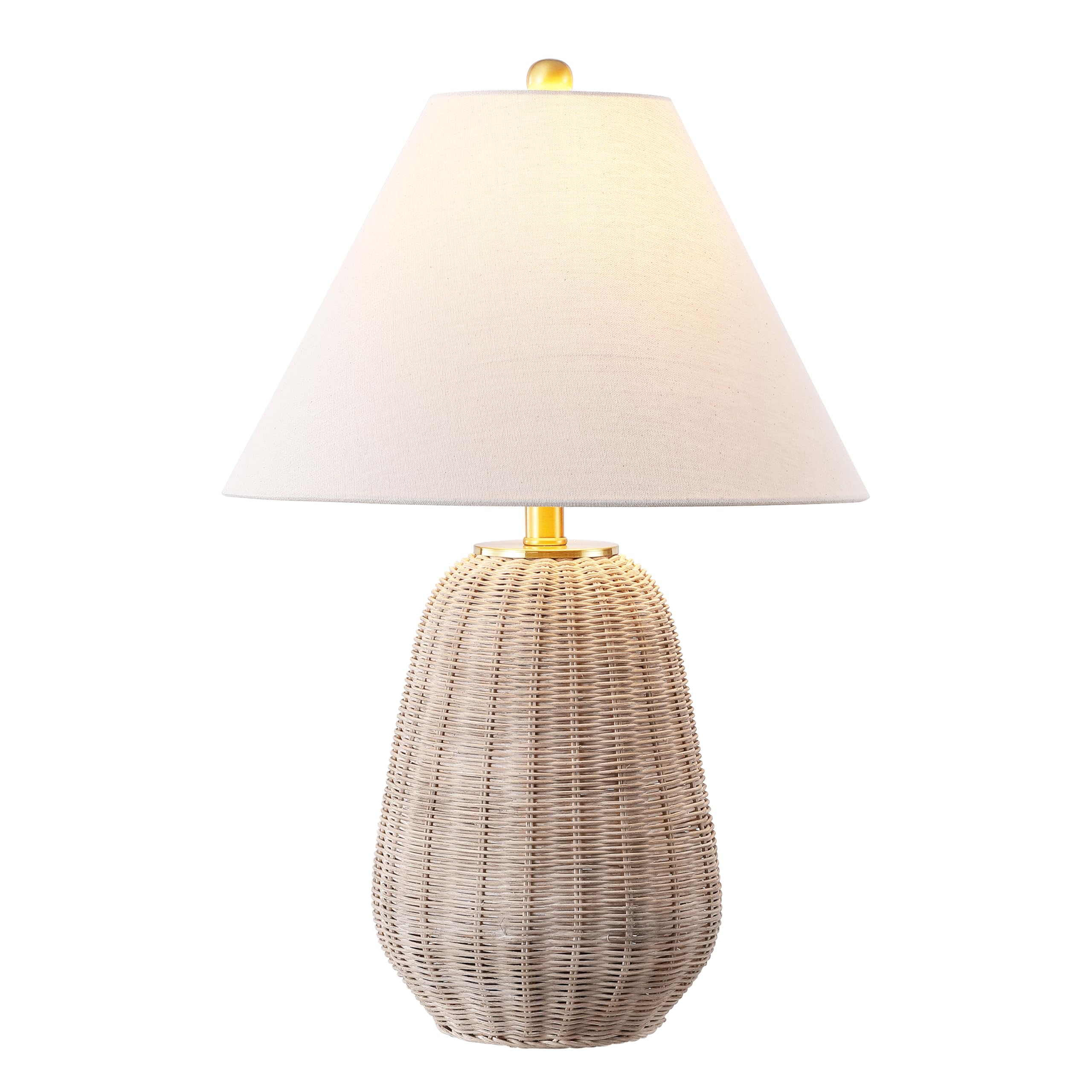 SAFAVIEH Lighting Collection - Isaura Light Grey Rattan 25 Inch Table Lamp with Shade and Bulb Included, Coastal Accent Lighting