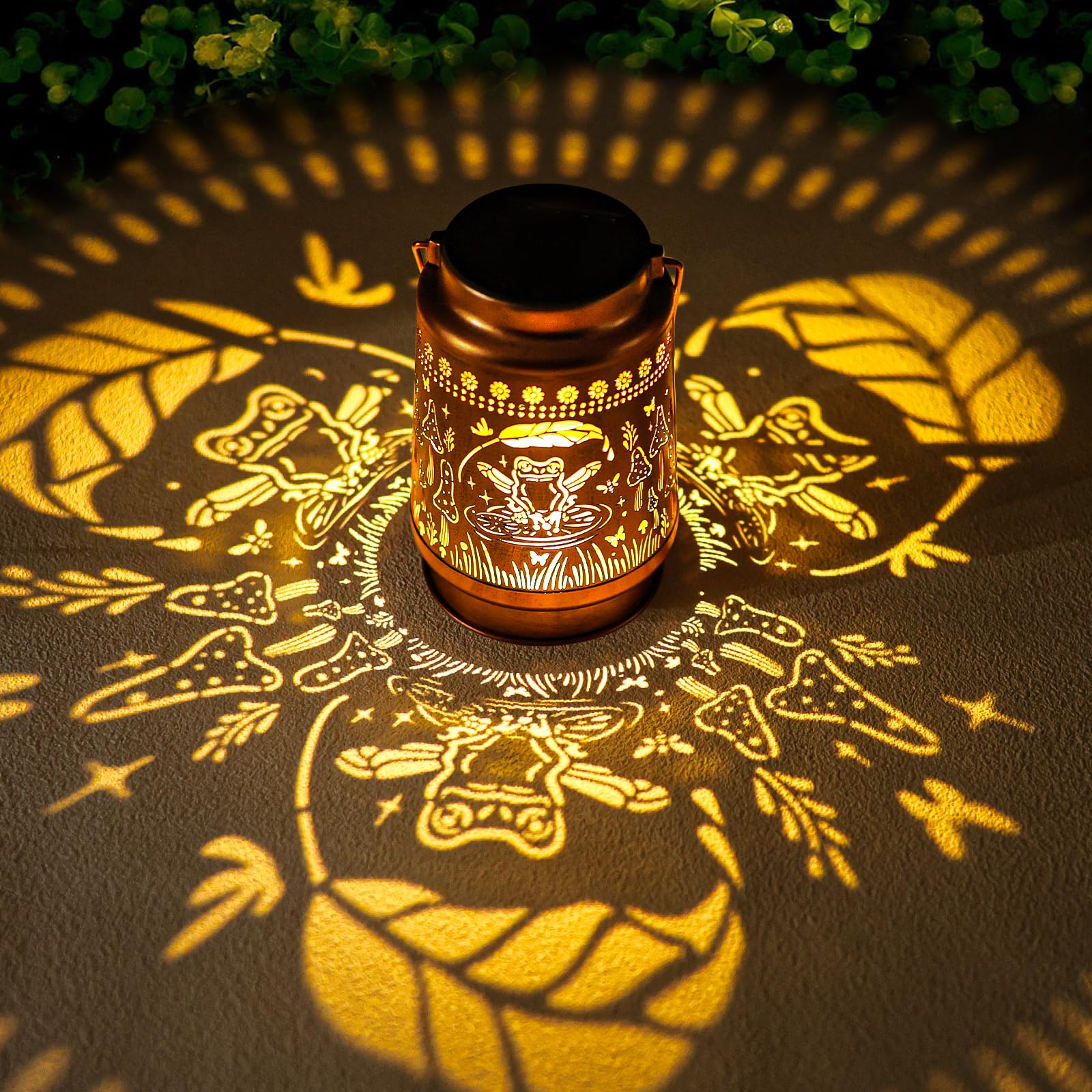 Frog Solar Lanterns Outdoor Waterproof Hanging Sunflower Solar Lights Gifts for Women Men Metal Decorative LED Lanterns Outside 