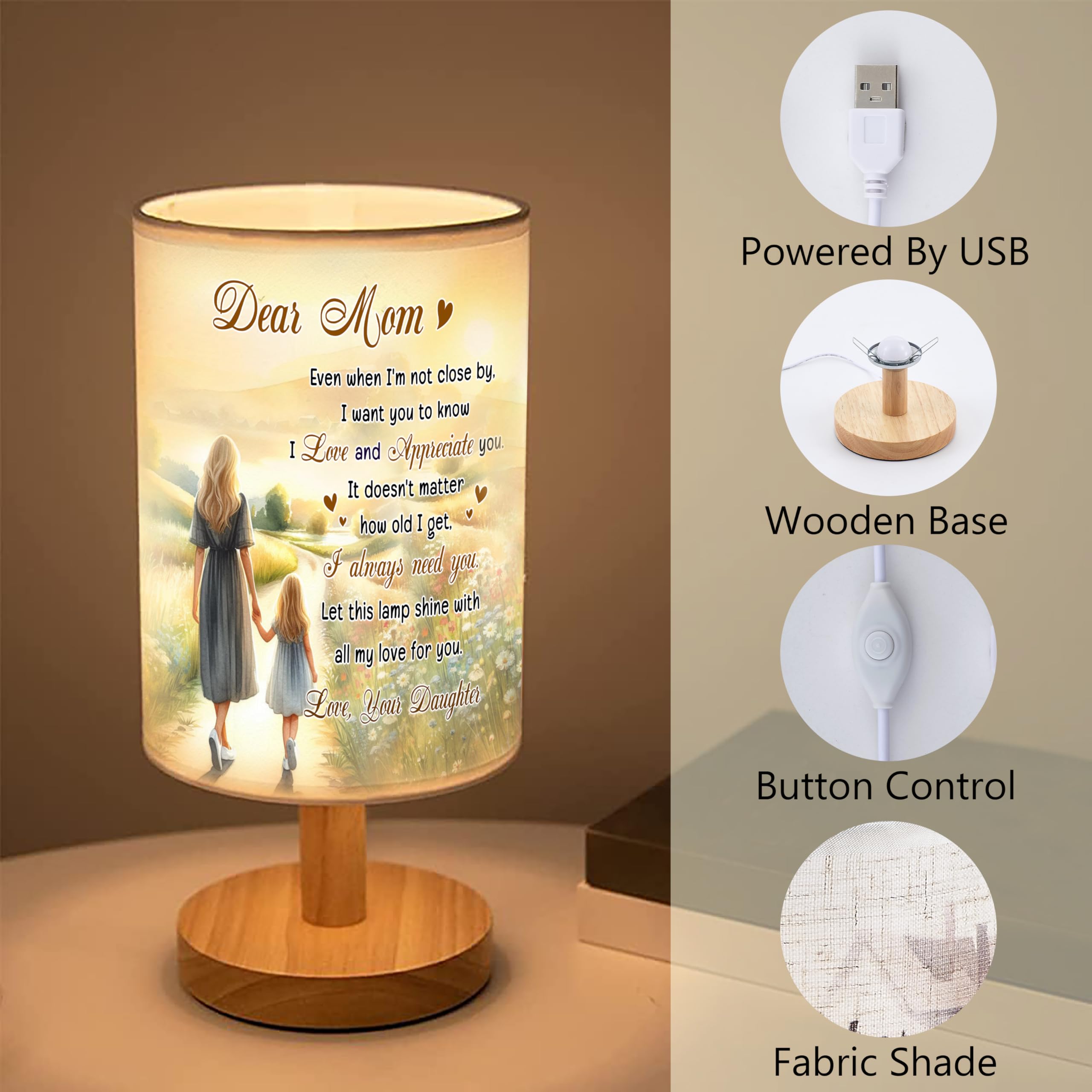 Mom Table Lamp Mother'S Day Gifts For Mom From Daughter, Mother Daughter Lamp Tnt12