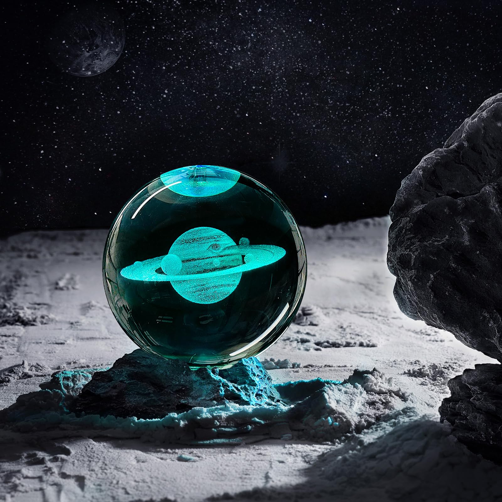 3D Saturn Crystal Ball Night Light 3.15 Inch Saturn Galaxy Planet Glass Ball Lamp With 16 Color Changing And Remote Saturn Bedro