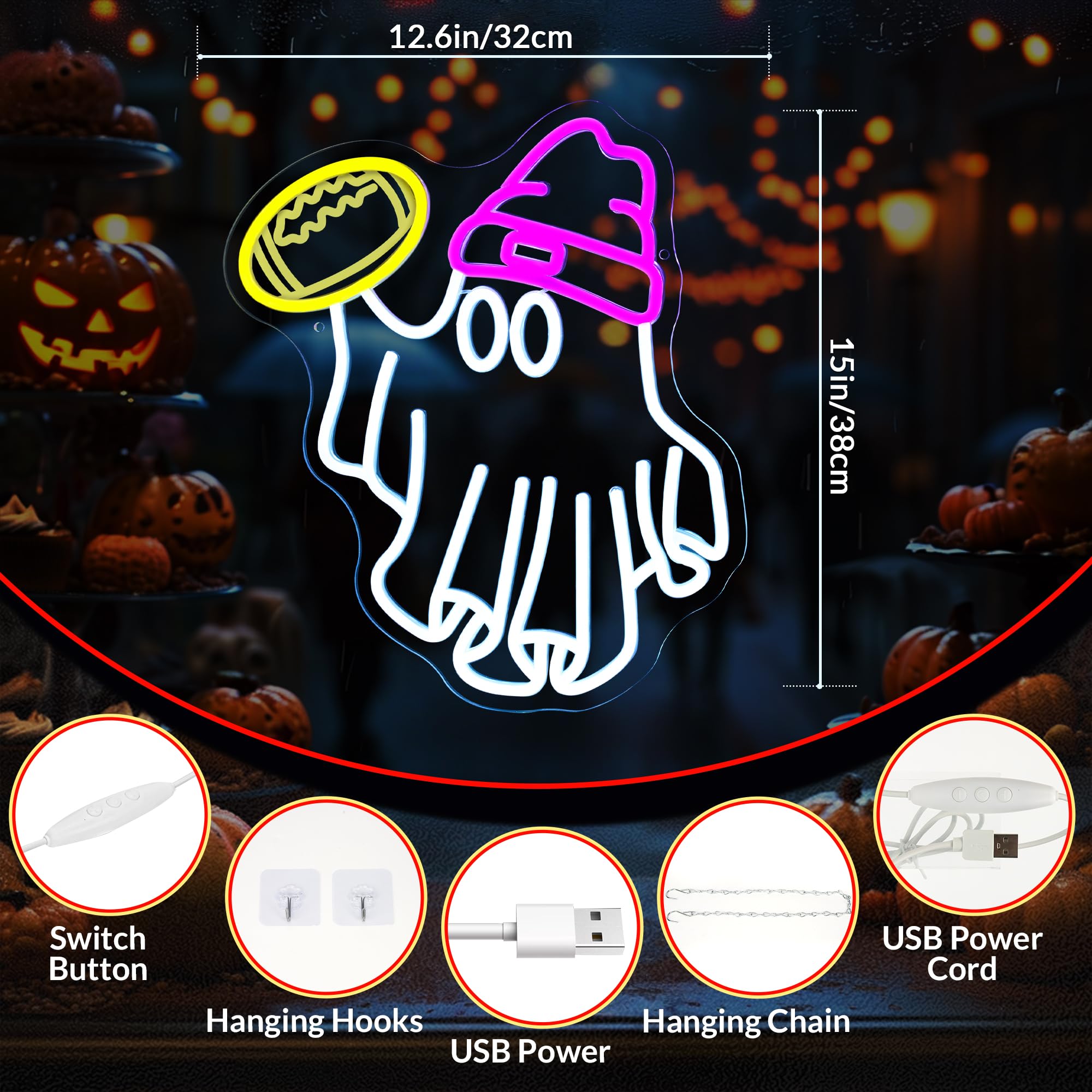 Football Neon Sign For Wall Decor  Football Ghost Shaped Neon Light  Football Led Signs For Man Cave  Teens  Boys  And Girls Bedrooms And Game Rooms. Neon Wall Signs Gift For Football Fans Teens