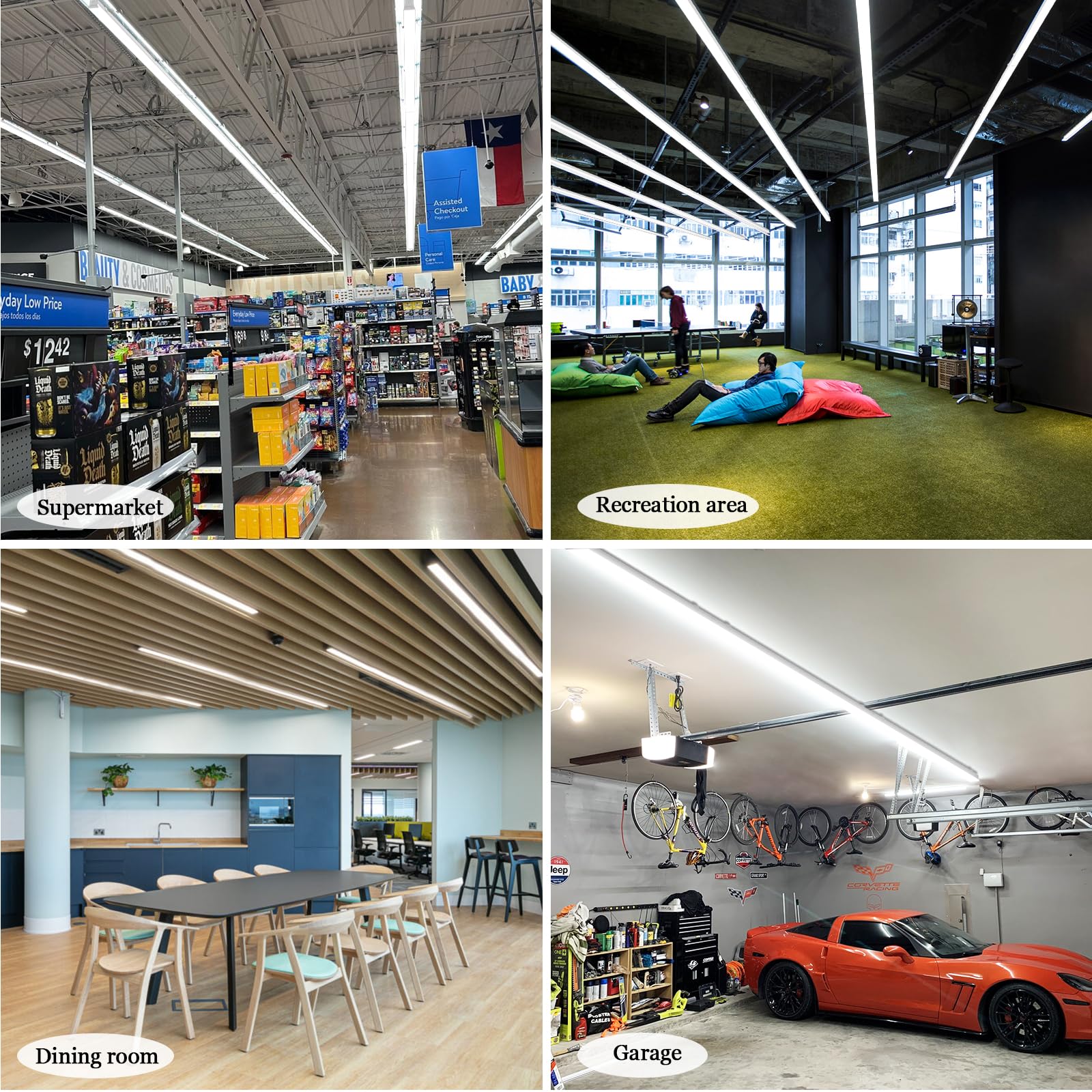 Antlux 8Ft Led Shop Light Fixture, 110W Led Strip Light, 12200 Lm, 5000K, 8 Foot Led Linear Lights, Linkable Led Lighting For Ga