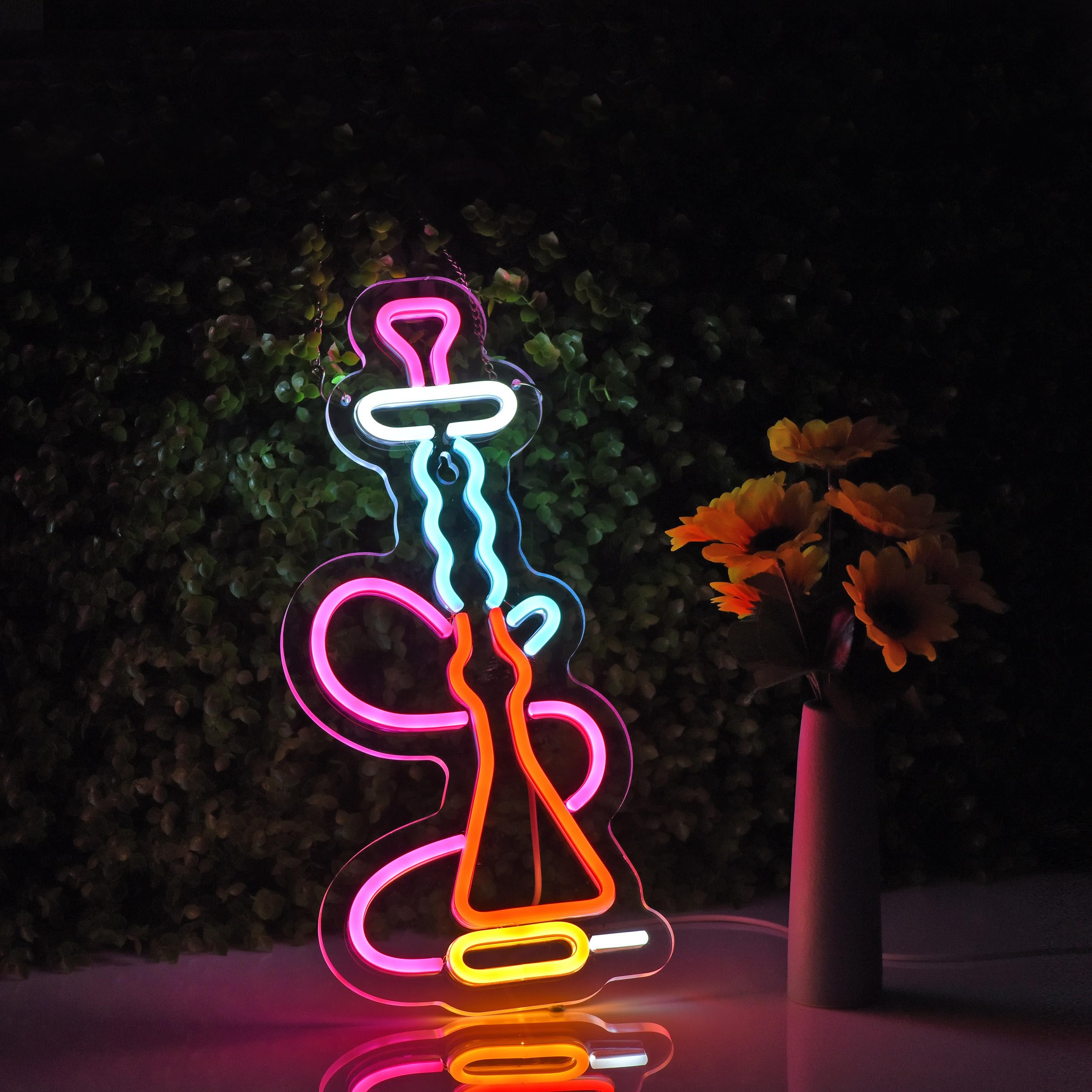 Roouneon Hookah Neon Sign For Wall Décor With Dimmable Switch Led Neon Signs Light