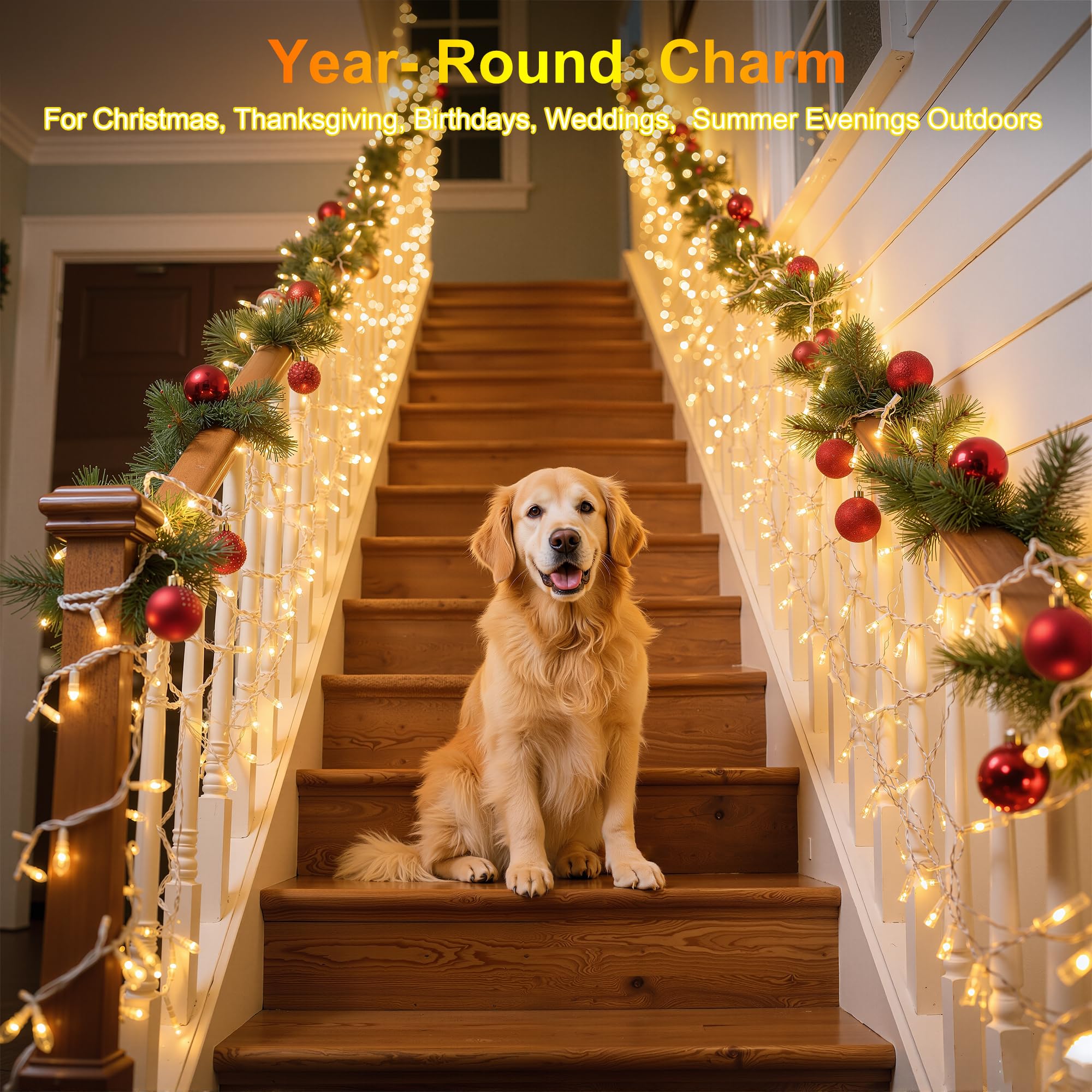 Xikengshq 1500 Led Christmas Lights Outdoor Use  470Ft 12 Modes Warm White Led String Lights With Timer Dimmable  Waterproof Christmas Lights For Tree Xmas Patio Yard Fence Balcony Garden Decorations