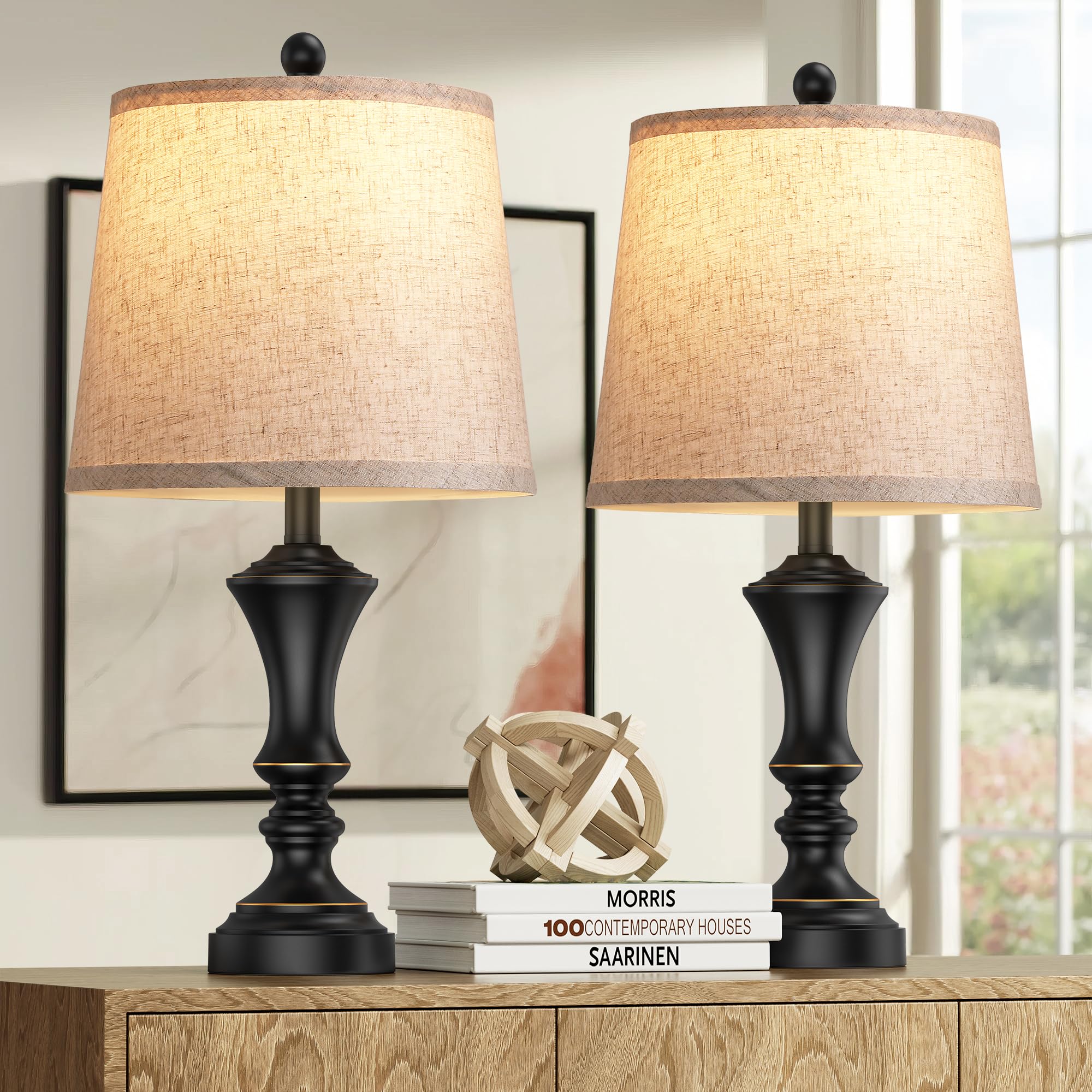 ROTTOGOON Retro Table Lamps Set of 2, Nightstand Lamp for Bedroom Vintage Rustic Table Lamps for Living Room Traditional Nightst