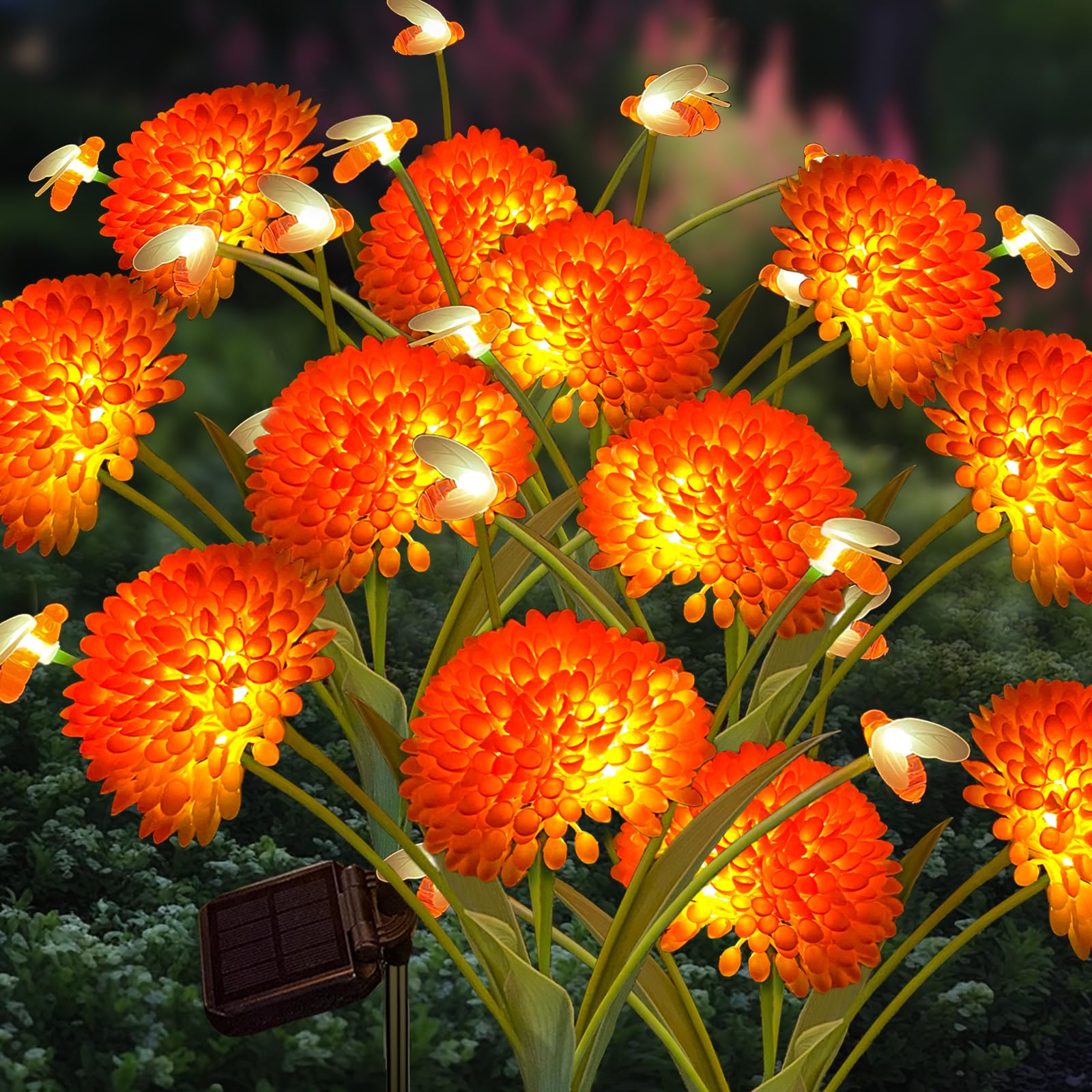 Solar Garden Lights  8 Pack Solar Swaying Bee Lights With Flowers  Waterproof Firefly Light Outdoor For Garden Patio Yard Pathway Fall Decoration  Gifts For Women Mother S Day