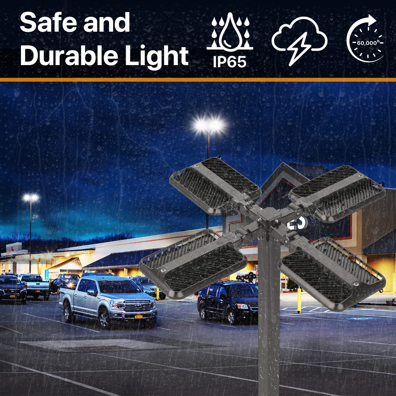 Demilare 300W Led Parking Lot Light Adjustable Arm Mount 2Pack, 45000Lm Dusk To Dawn Photocell Shoebox Lights Outdoor 5000K Ip65 Waterproof 100-277V Street Area Lighting For Court, Parking Lot, Roads