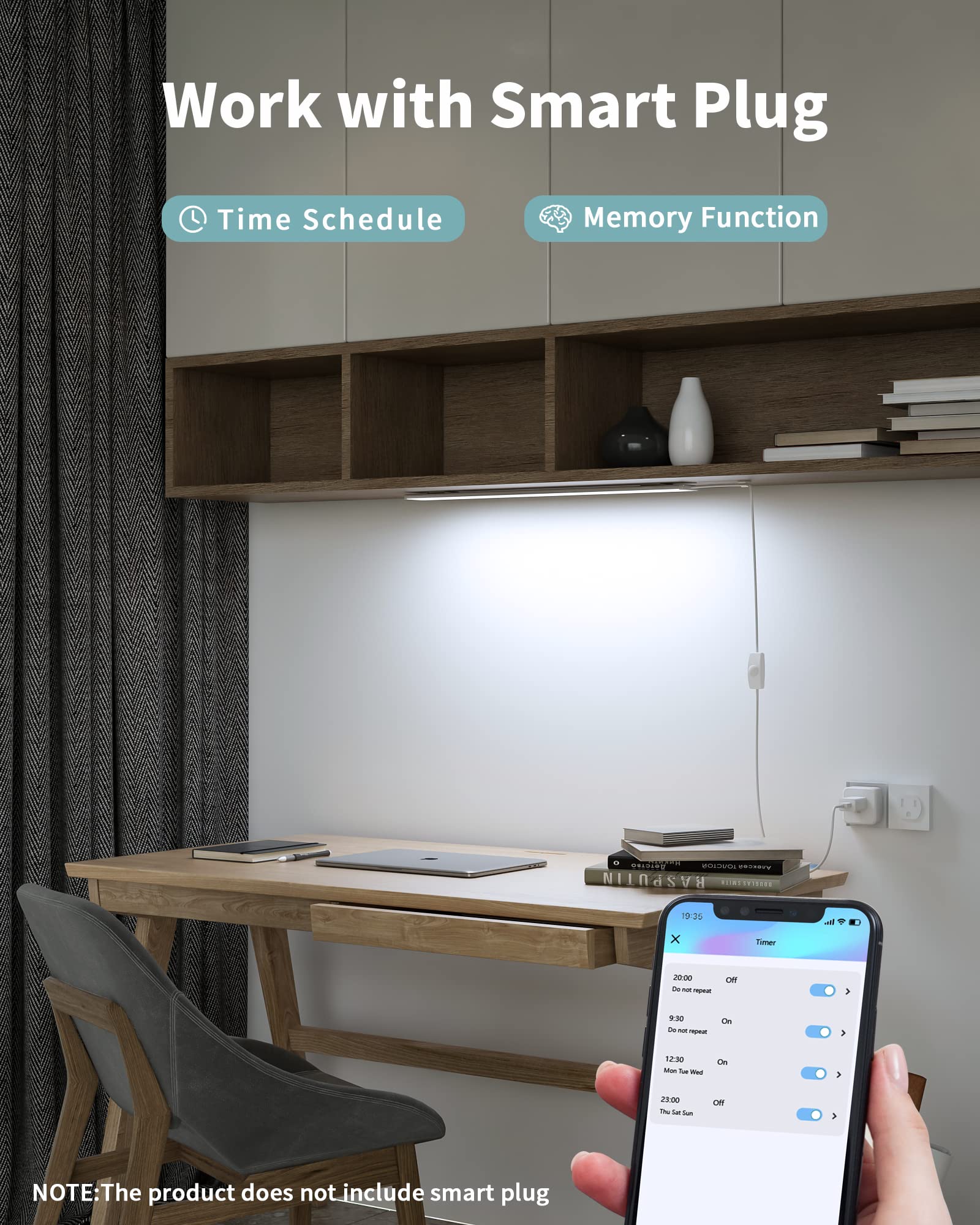 Asoko Under Cabinet Light, Upgrade 16Inch Led Closet Light With Dimmable 6000K Cool White And Memory Function, Plug-In Under Cou