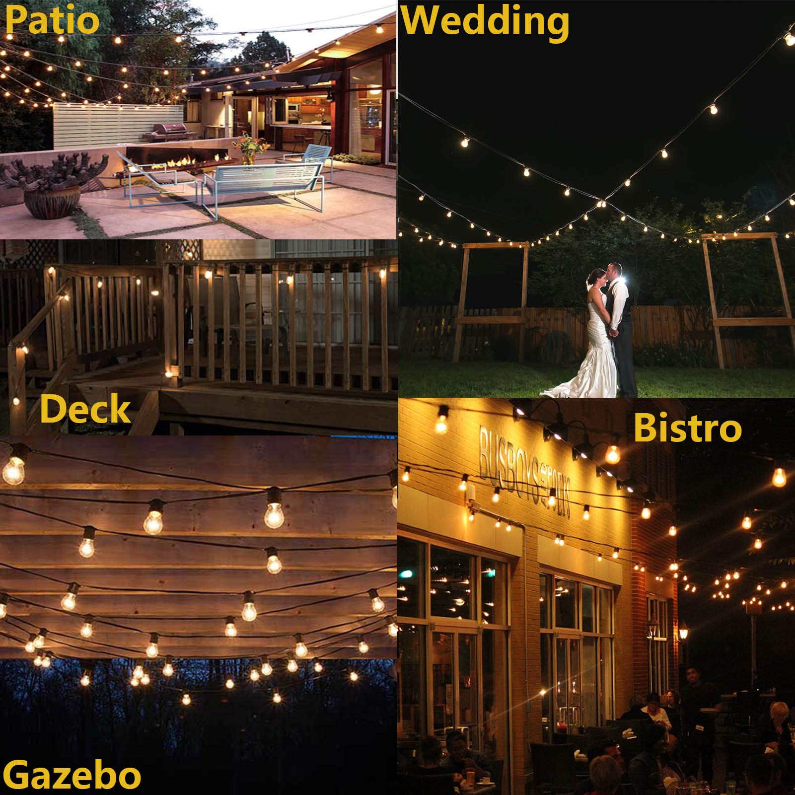 Meidaoduo Outdoor String Lights For Outside 48Ft With 15+1 2700K Led S14 Shatterproof Bulbs For Patio Back Yard Porch, Linkable