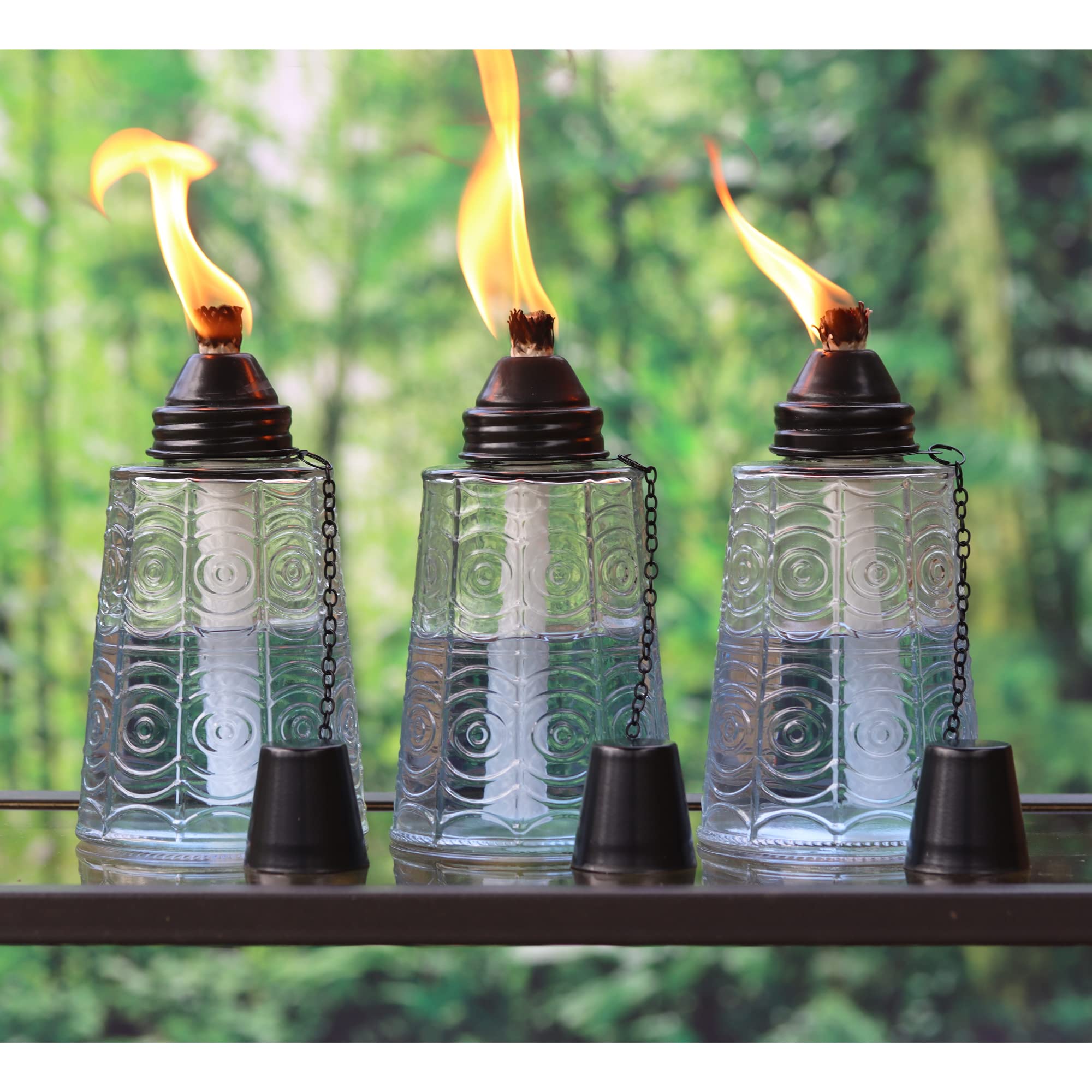 Seraphic Citronella Table Top Torches, 16Oz Glass Candles For Outdoor Patio, Set Of 3