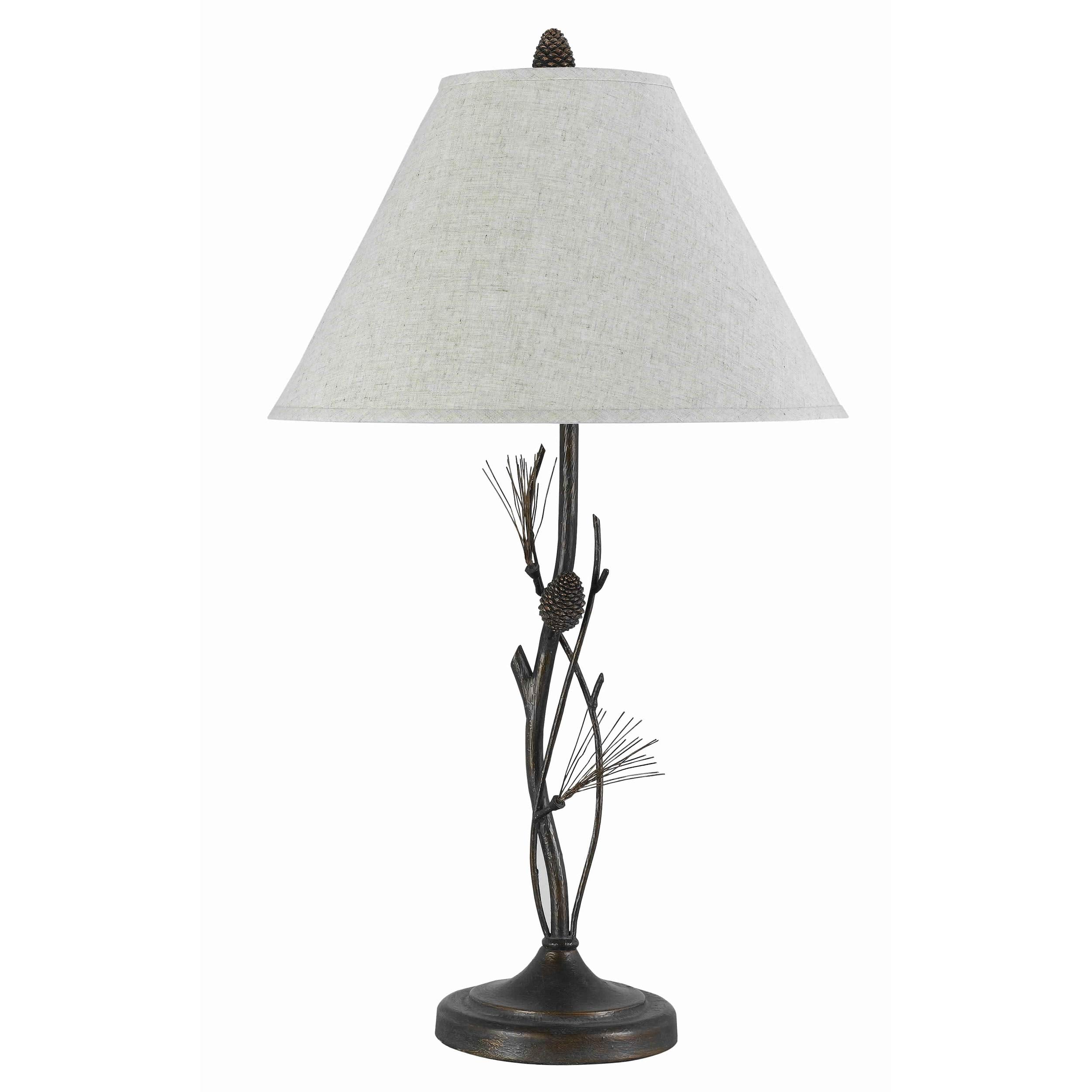 Benzara Table Lamp, Metal Body with Conical Shade, Bronze and White, Model BM223610
