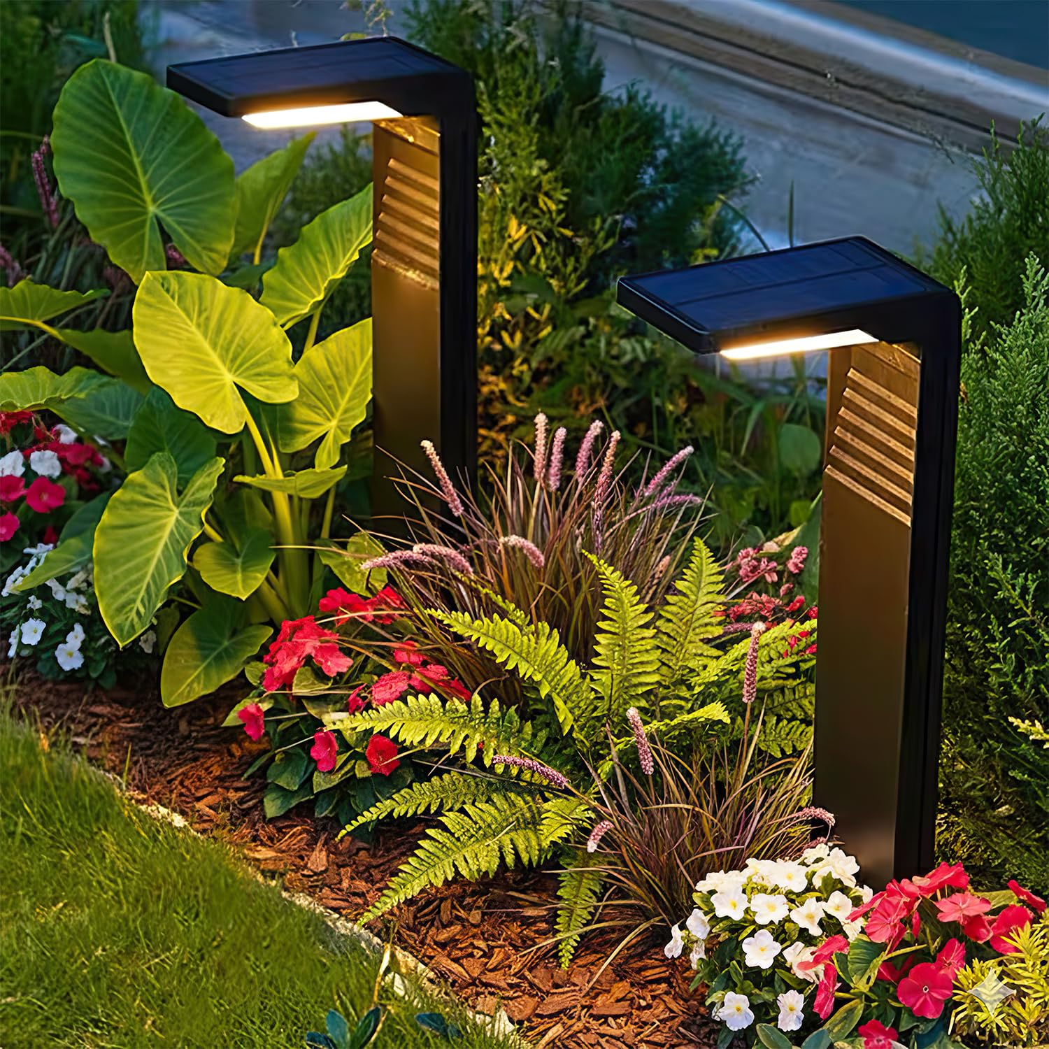 6 Pack Solar Pathway Lights, Dual Warm & Cool White Modes, Waterproof Outdoor Solar Path Lights for Garden, Lawn, Driveway & Wal