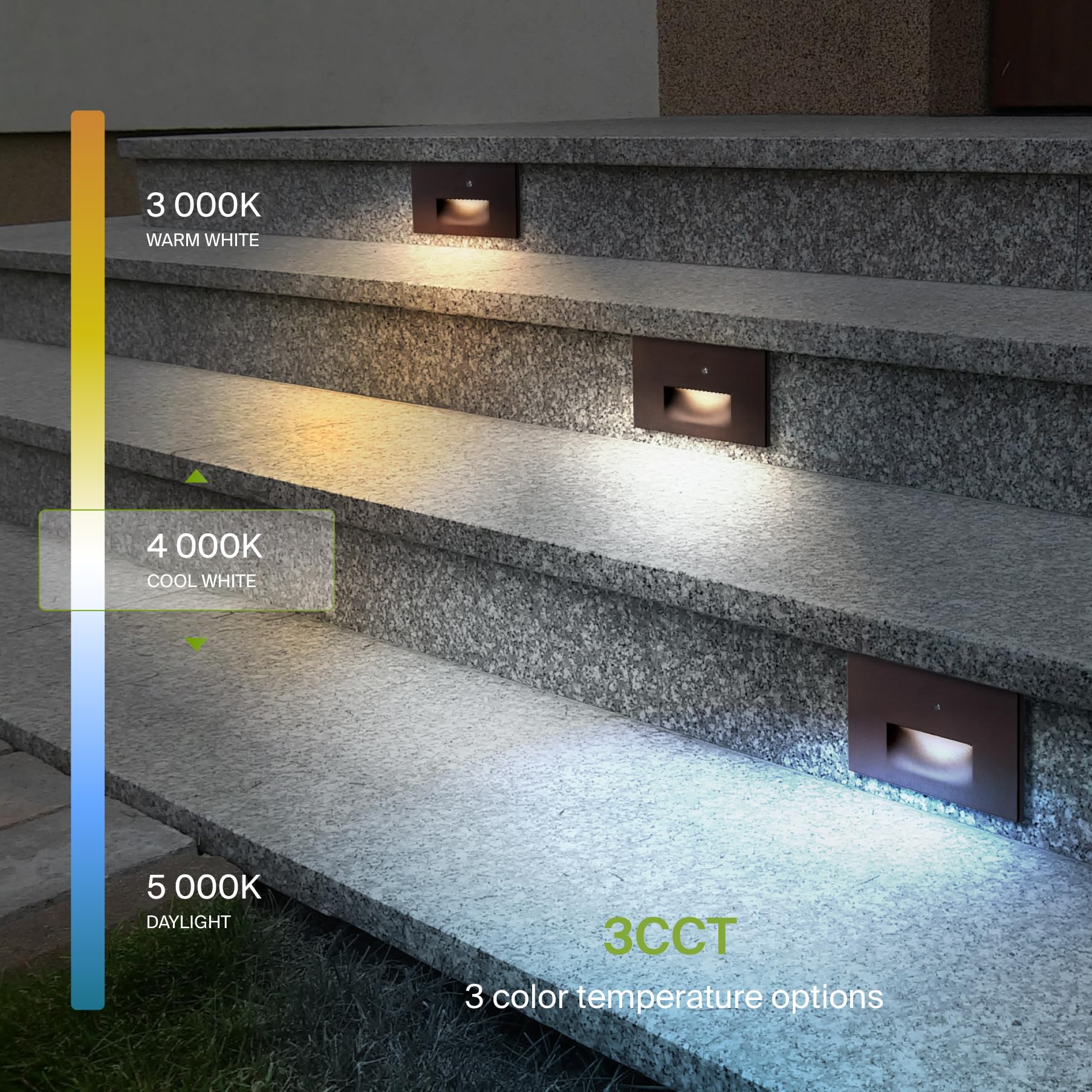 ASD LED Recessed Step Light Fixture 3W 120LM 3000K-5000K Photocell Waterproof Dark Bronze 4.75 Inch Model A-LSTL-HN