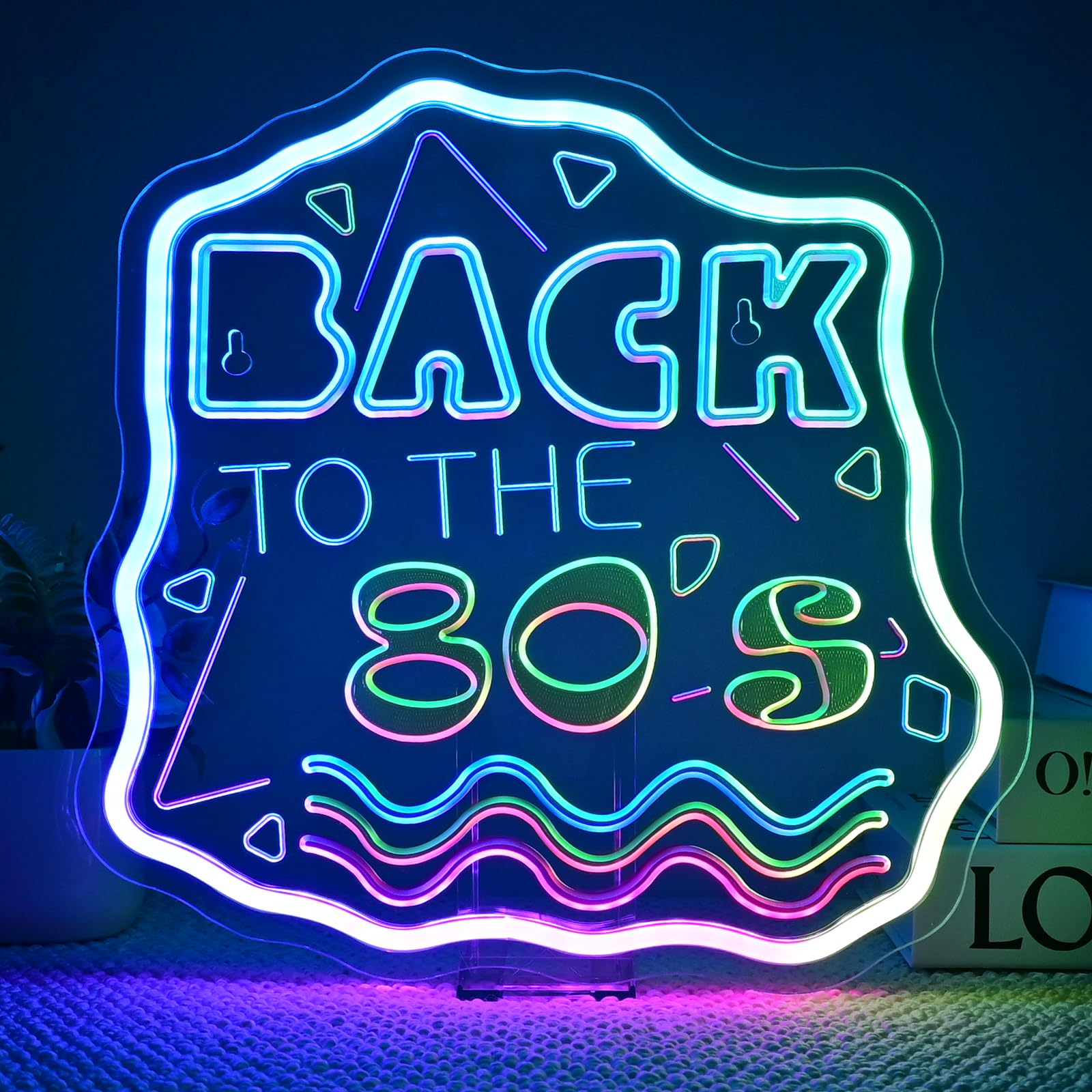 Jurong Back To The 80S Neon Signs For Wall Decor  Rgb Dynamic Dimmable Led Light Up Sign  Usb Powered Neon Sign  For Home  Party  Gift  Office  Bedroom  Retro Lovers