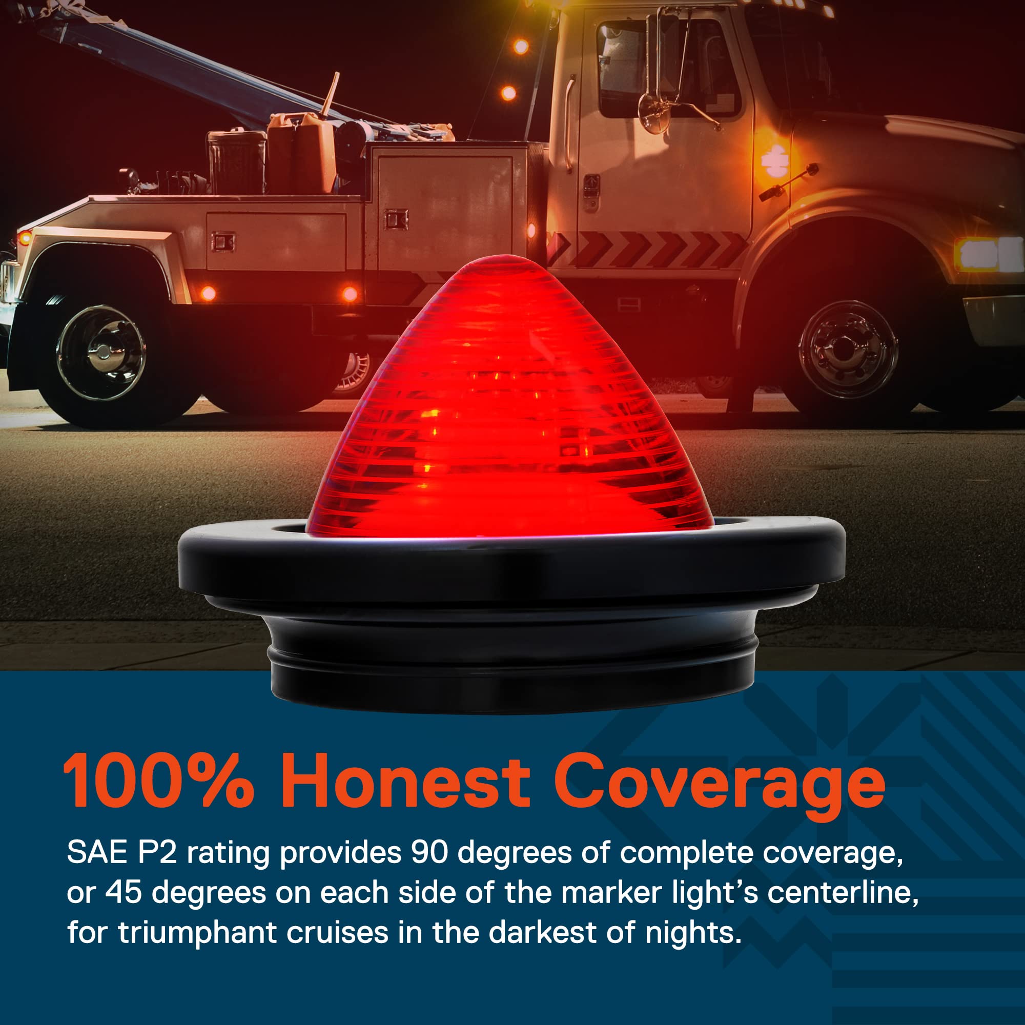 True Mods 2Pc 2.5 Inch Round Red Beehive Led Boat Trailer Marker Light [Dot Fmvss 108] [Sae P2] [Grommet & Plug] [Ip67 Submersible] Bee Hive Cone Clearance Side Marker For Rv Semi Truck Auto