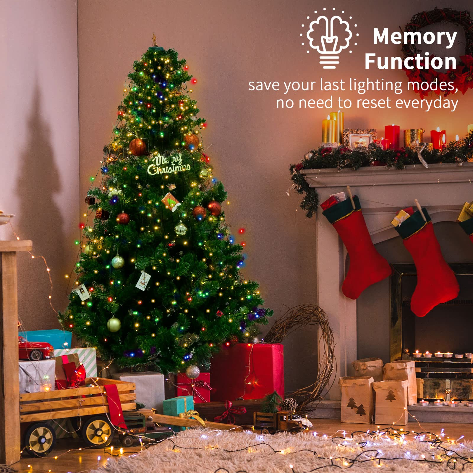 Bolweo Christmas Tree Lights  280Led 8 Lines Christmas Lights For Tree 8 Modes For 6Ft-7Ft Christmas Tree  Ul Certified Indoor Outdoor Christmas Decorations 8 * 6.6Ft Drops Multi-Color