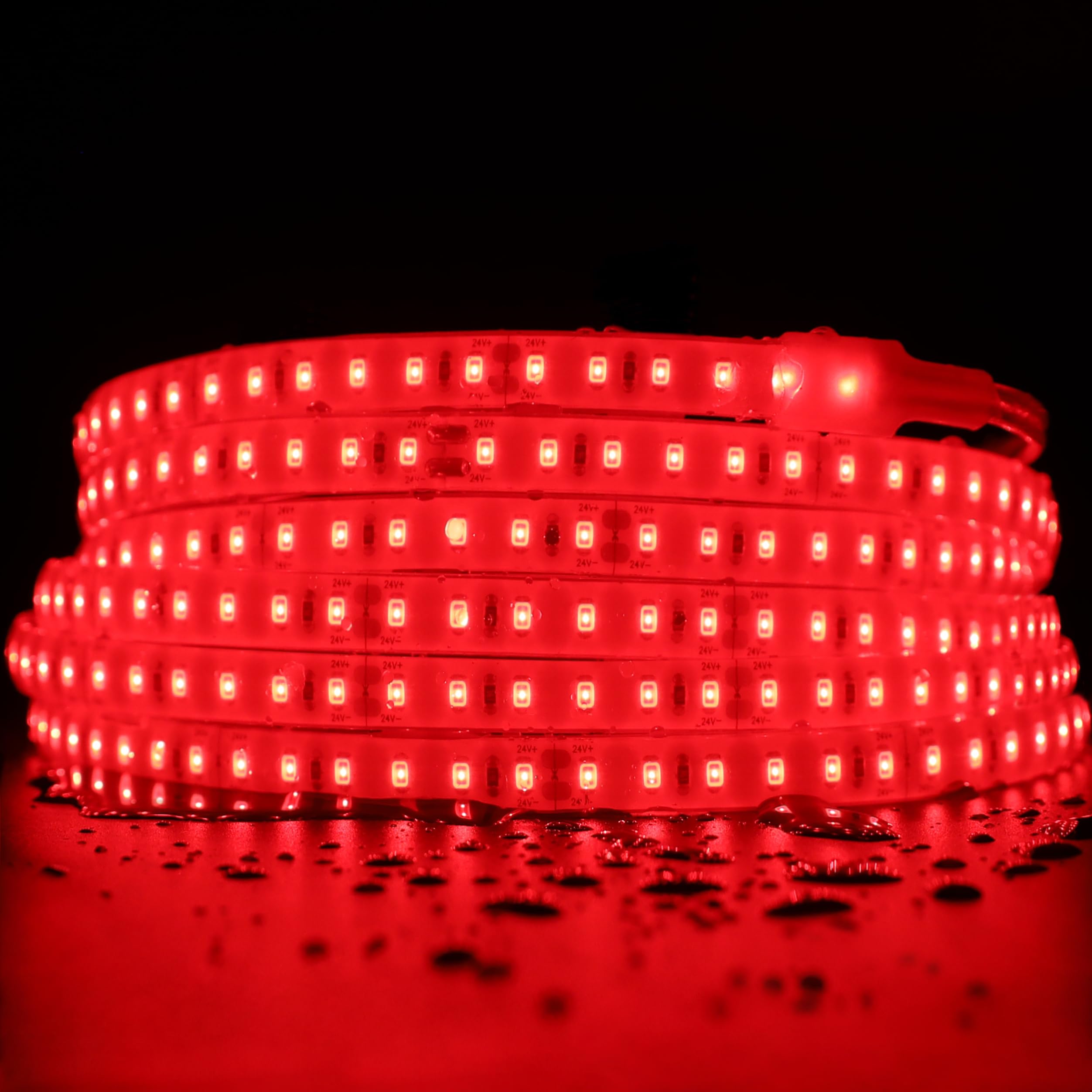 SLL HUT DC24V 630nm Red LED Band for Sauna Lighting  Flexible Cuttable Dimmable Long 5m 16.4ft 600 LEDs Heat-Resistant IP68 Waterproof Chromotherapy Sauna Light Tape (Ordinary Red)