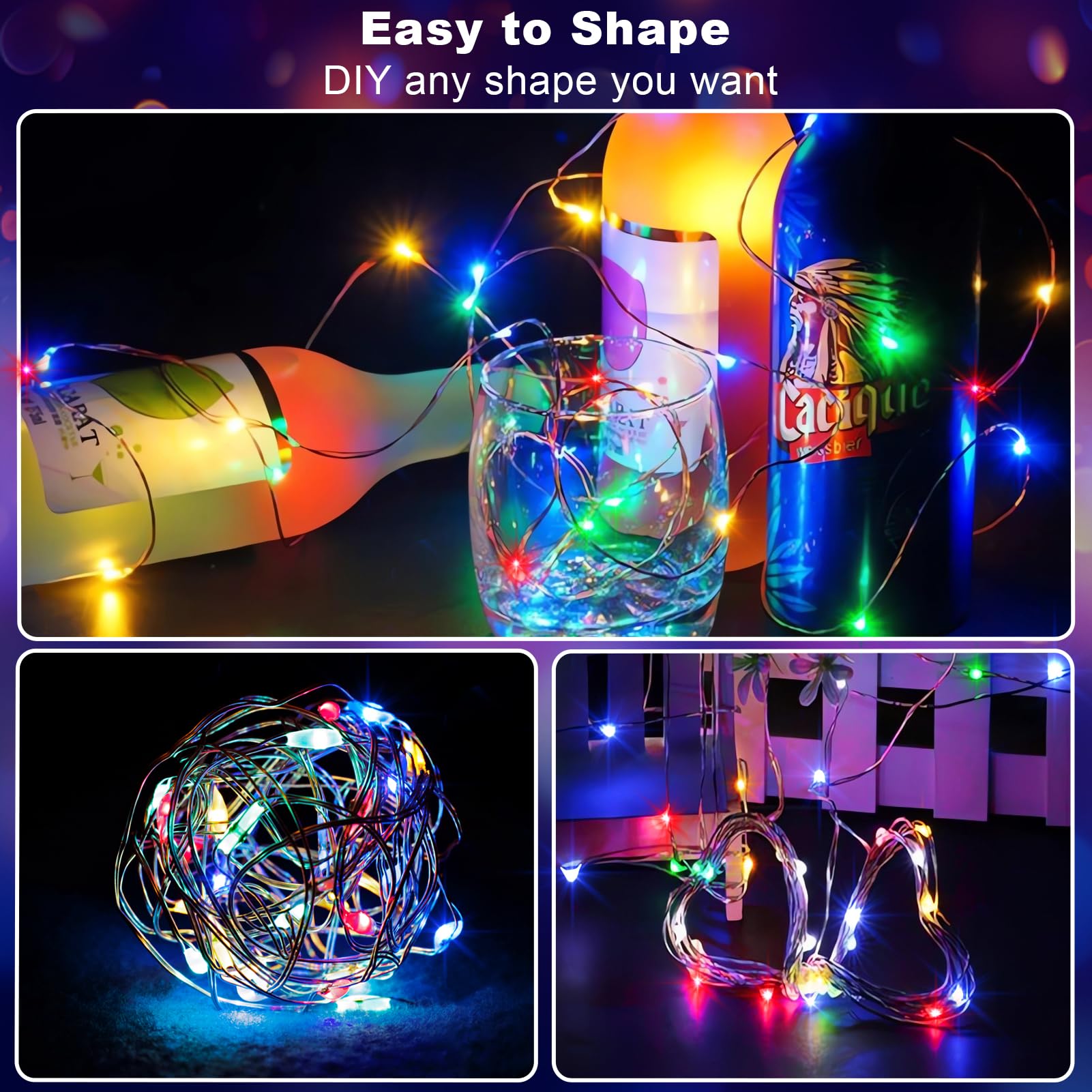 Fairy Lights Battery Operated, 2 Pack 20FT 60 LED Twinkle Lights with Remote Timer, Silver Wire String Lights Mini Fairy Lights