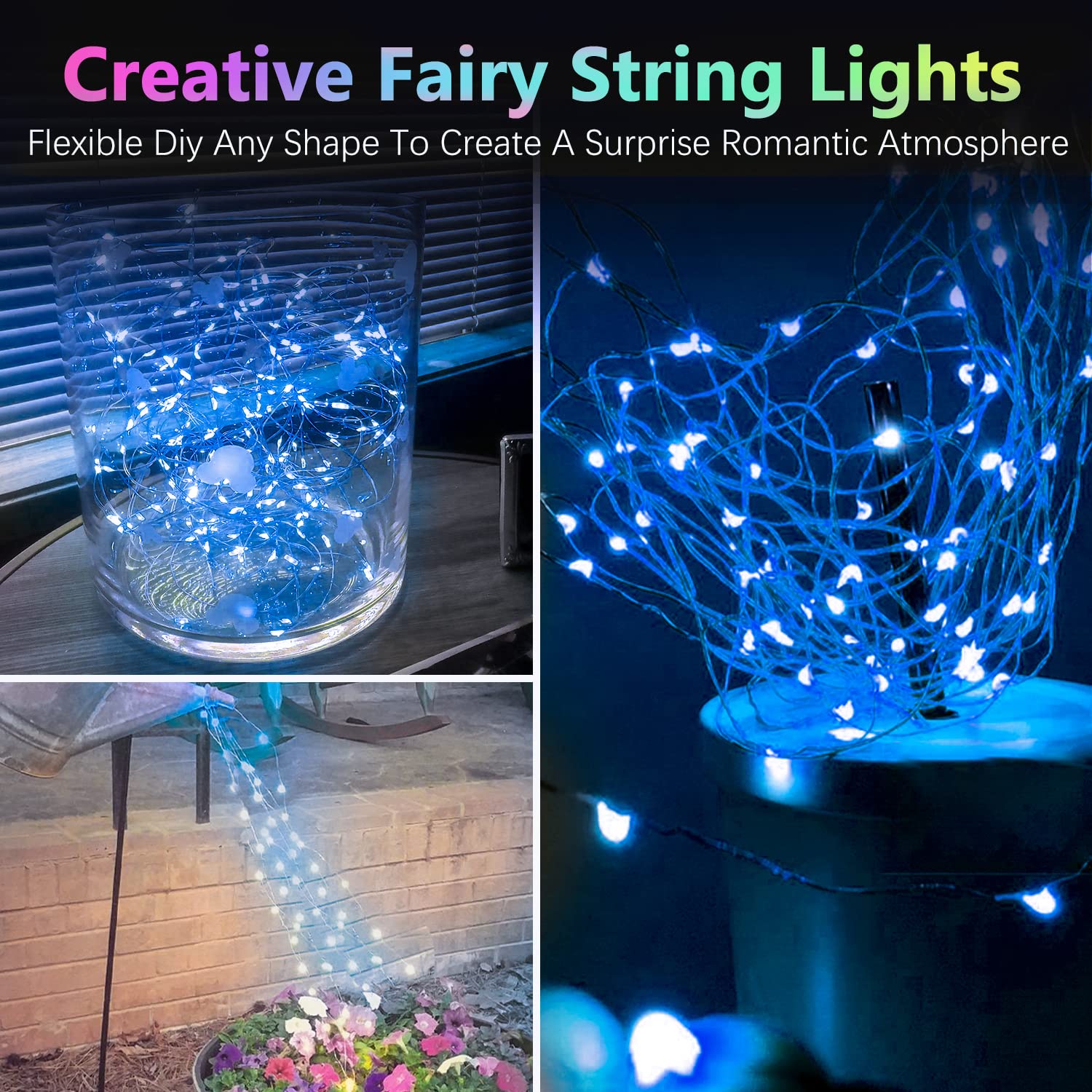 4 Pack 20Ft 60Led Battery Operated Fairy Lights With Timer, Waterproof Battery String Lights Outdoor Indoor, Battery Twinkle Lig