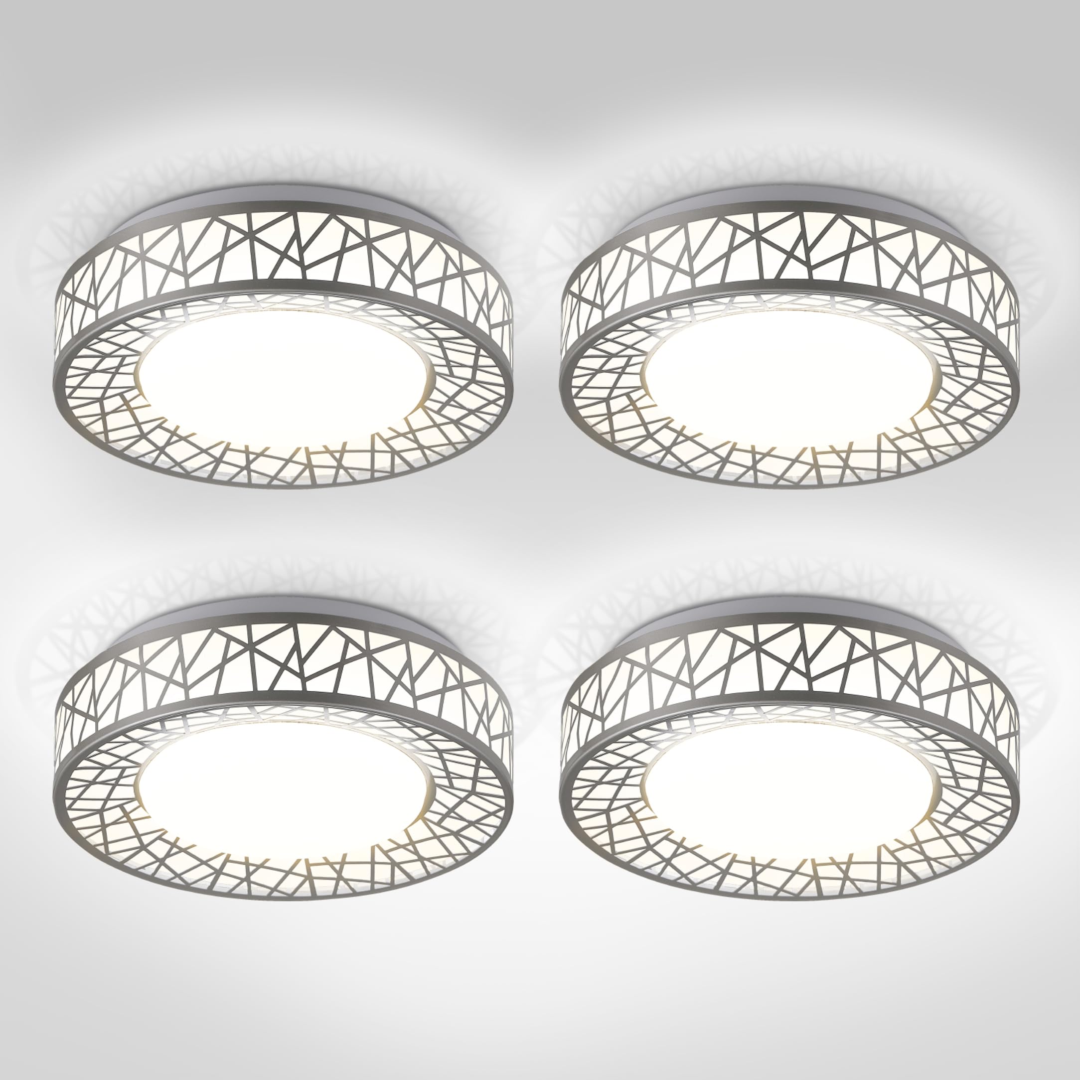 ASD 12 Inch LED Flush Mount Ceiling Light - Brushed Nickel Modern Ceiling Light Fixture 20W 1130LM, 2700-5000K Adjustable Dimmab