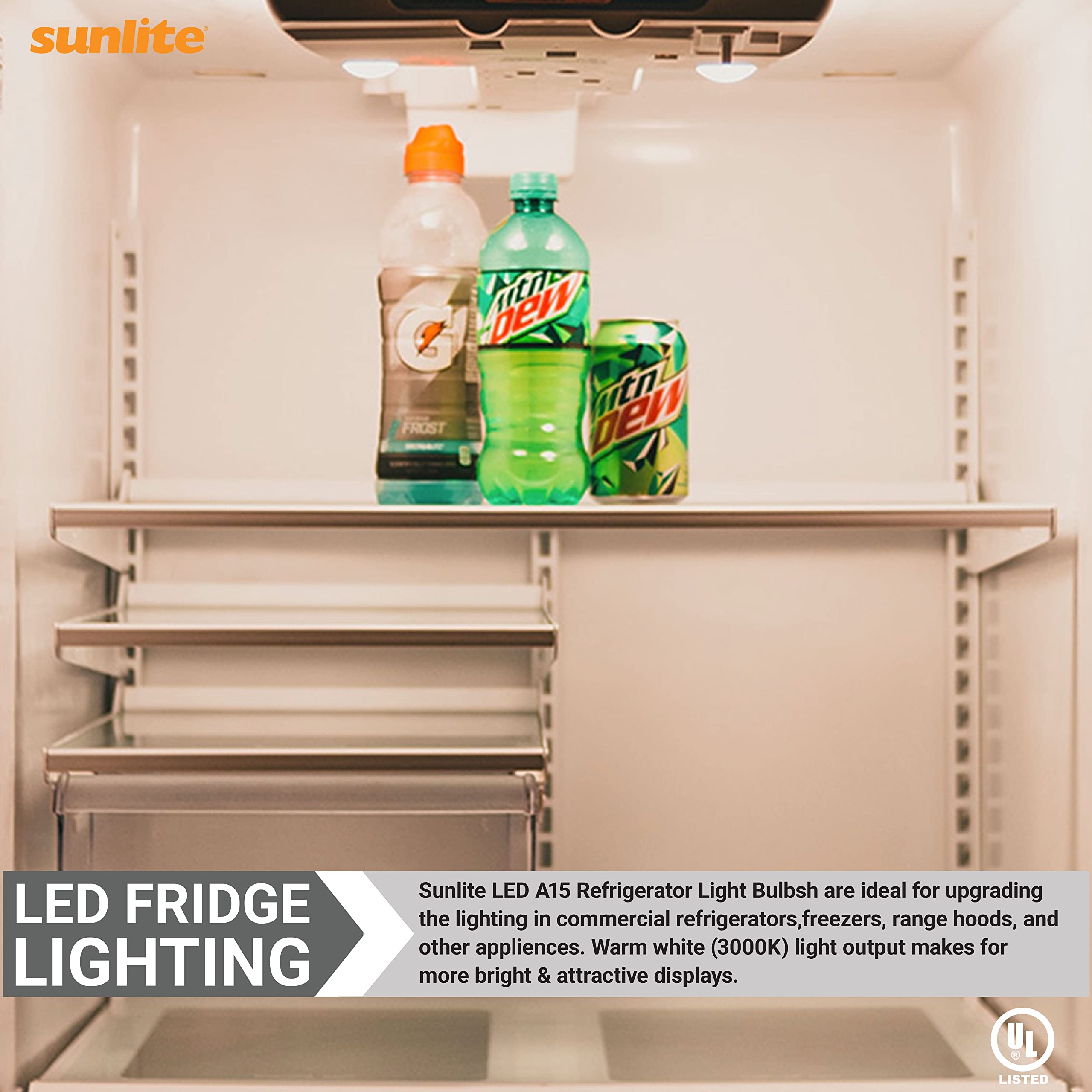 Sunlite Led A15 Light Bulb 5.5 Watts (40W Equivalent), 450 Lumens, Medium Base (E26), Dimmable, Finish, Ul Listed, 6 Pack, 30K -