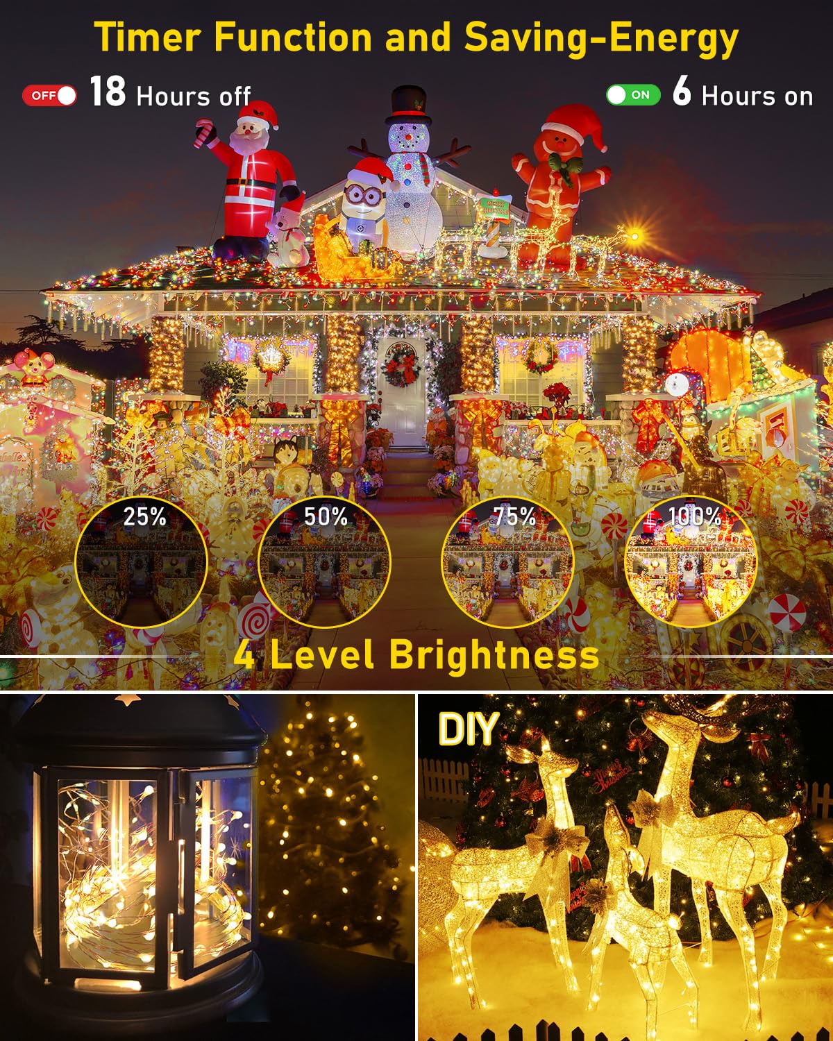 Knonew 203Ft 600 Led Outdoor Fairy Lights Plug In, Christmas Fairy Lights Outdoor Waterproof 8 Modes Memory Times For Wedding Be