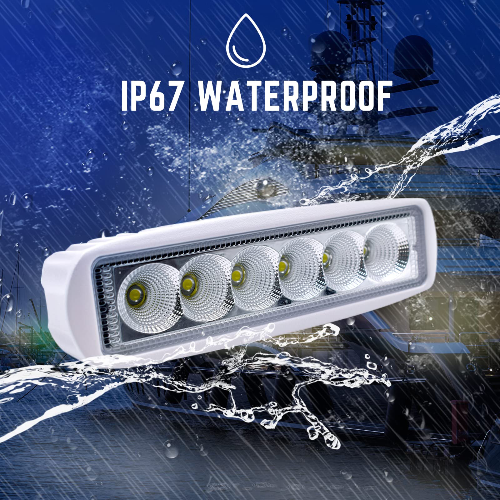 Acelane LED Boat Lights Marine Light Bar T-Top Spreader Light Bar White Flood Beams Boat Deck Lights Dock Lights IP67 Waterproof
