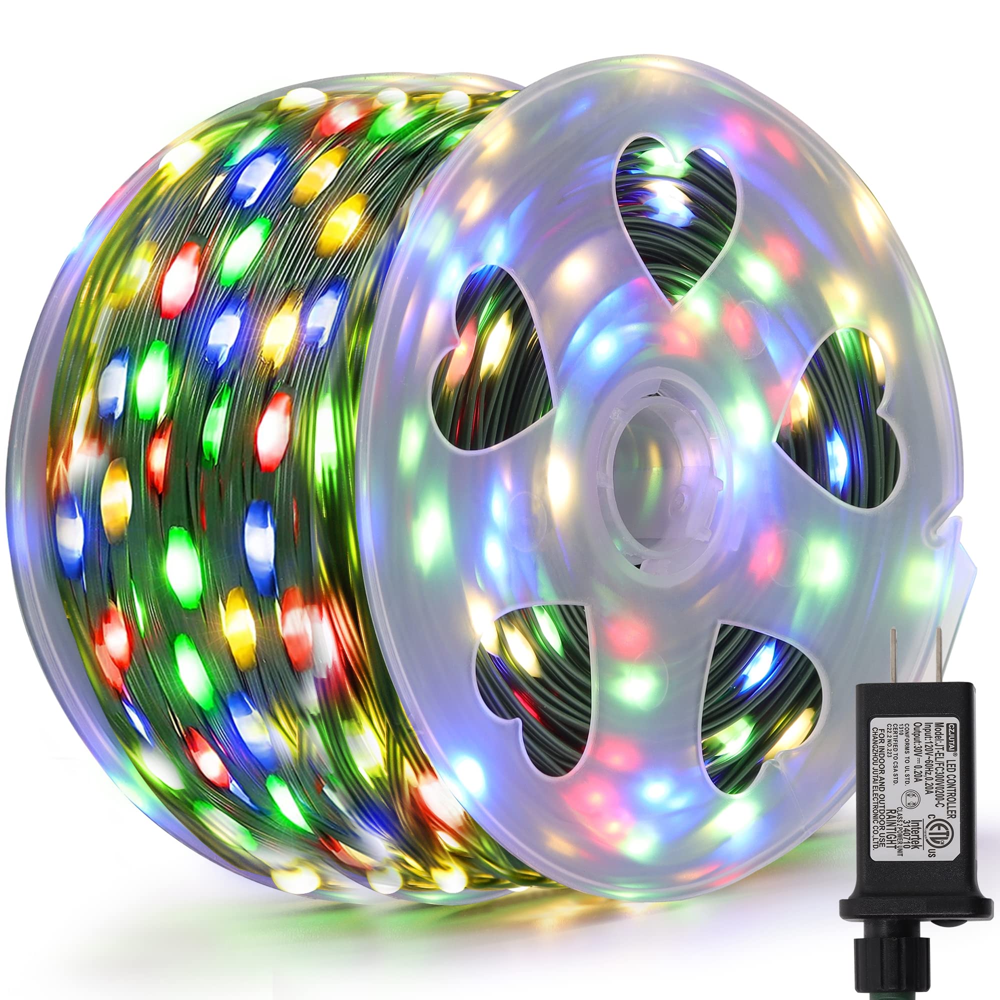 LJLNION 1000 LED Fairy String Lights, 328FT Long Outdoor Christmas Lights, Waterproof IP65 Green PVC Copper Wire Lights, 8 Light