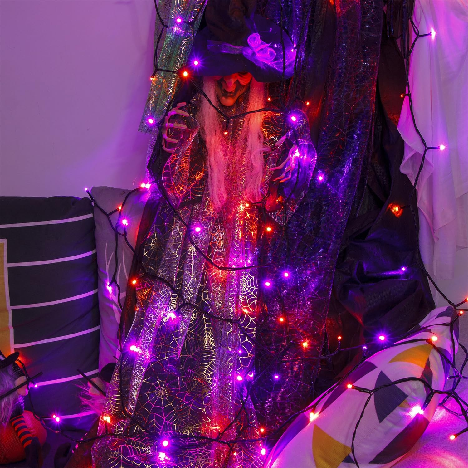 Waterglide 1000 Led Halloween String Lights, 328 Ft, Remote, Waterproof, Orange & Purple