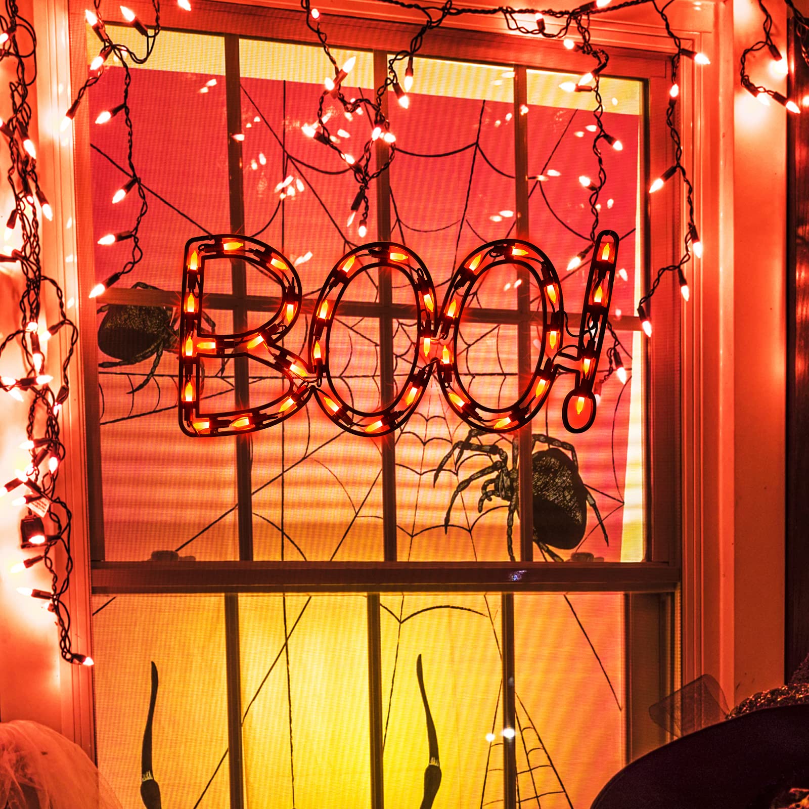 Lamphome 16 Halloween Decorations Window Silhouette Holiday Displays  Light Up Window Lights  Lighted Boo For Party Home Tabletop Ornaments