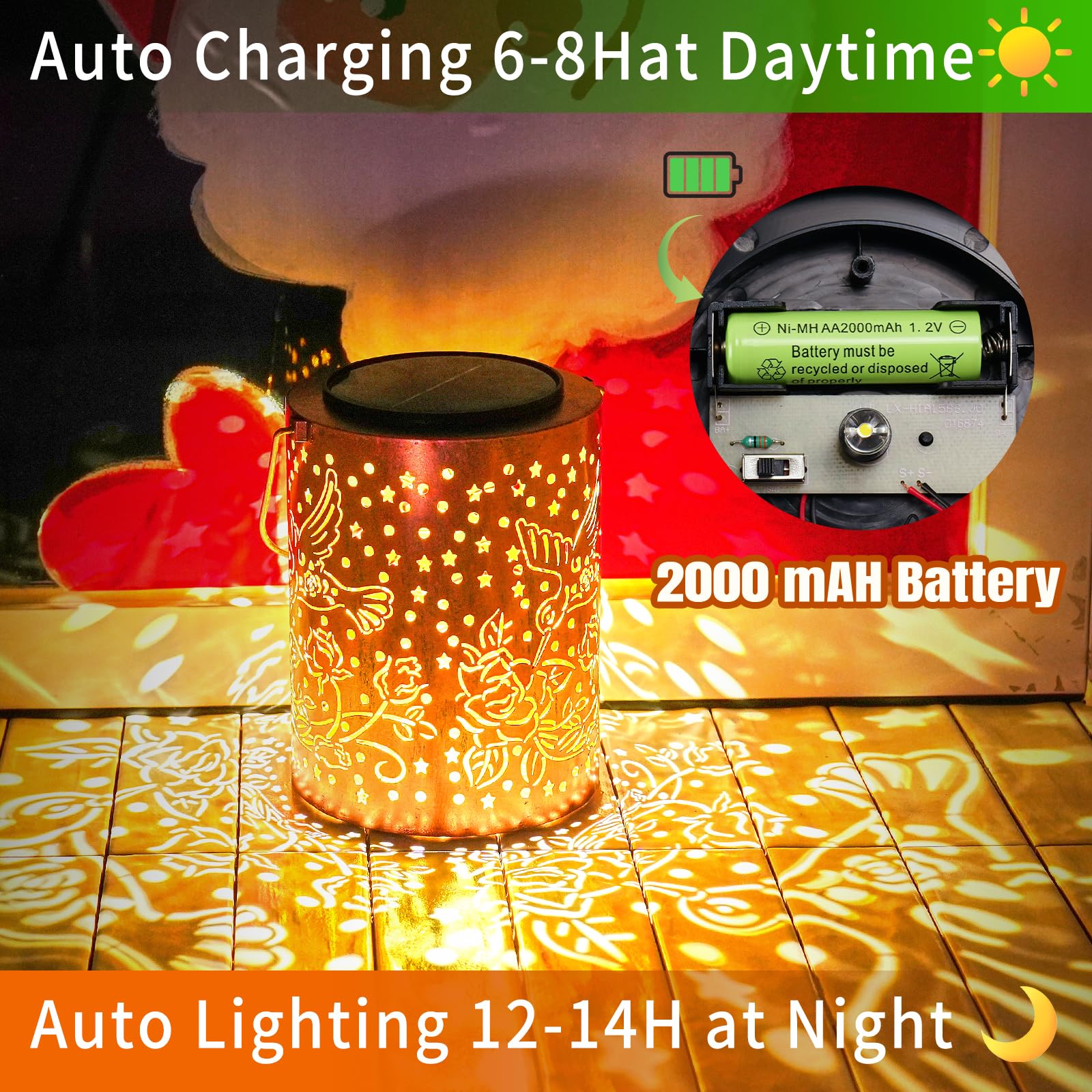 Upgraded 13.4 Large Solar Lanterns Outdoor With Long-Lasting 2000Mah Battery - Thoughtful Gift For Women Mom Grandma - Waterproof Hummingbird Solar Lights Decor For Garden Yard Porch Patio Lawn