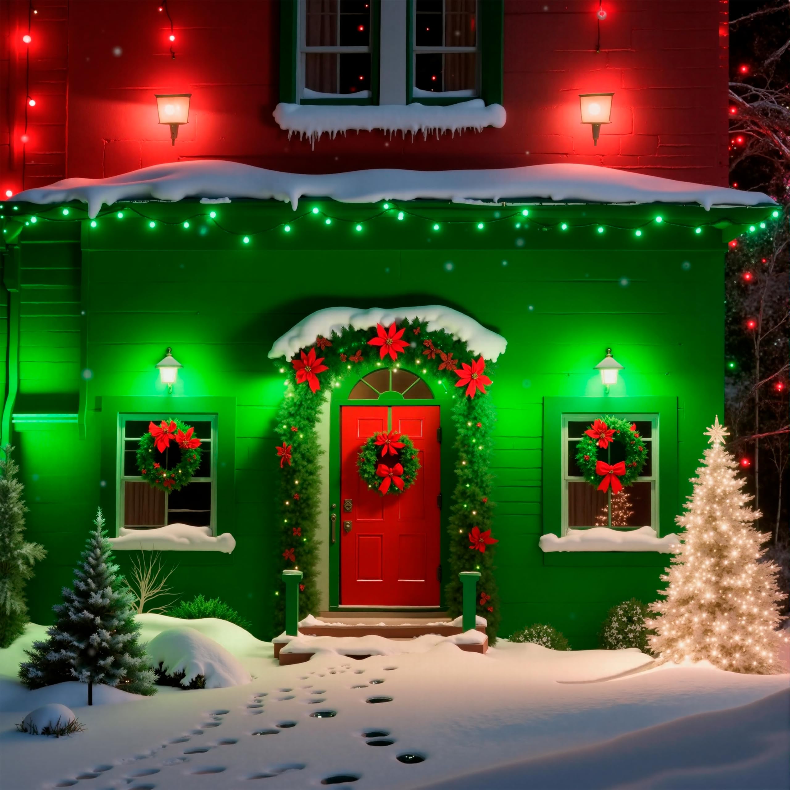 Joyin Red And Green Light Bulbs - 4 Pack Led A19 Christmas Light Bulbs  E26 Base 9W Red Green Lightbulb Party Holiday Lighting  Porch Garden Indoor Outdoor Christmas Decoration