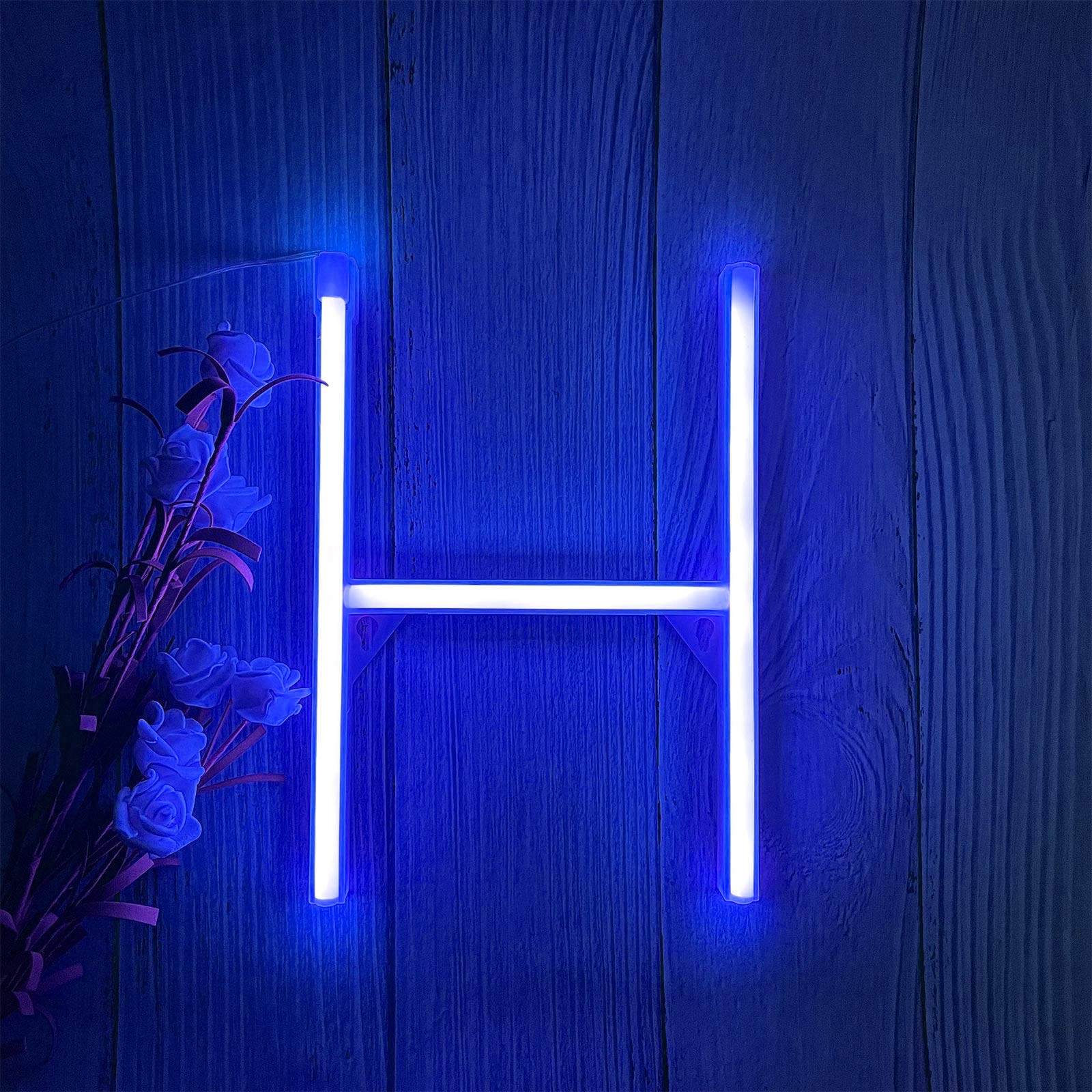 ENUOLI LED Neon Letter Sign - Blue H, Battery/USB Operated, Decorative Lights for Baby Room, Christmas, Wedding Party, Model nNH.H-B