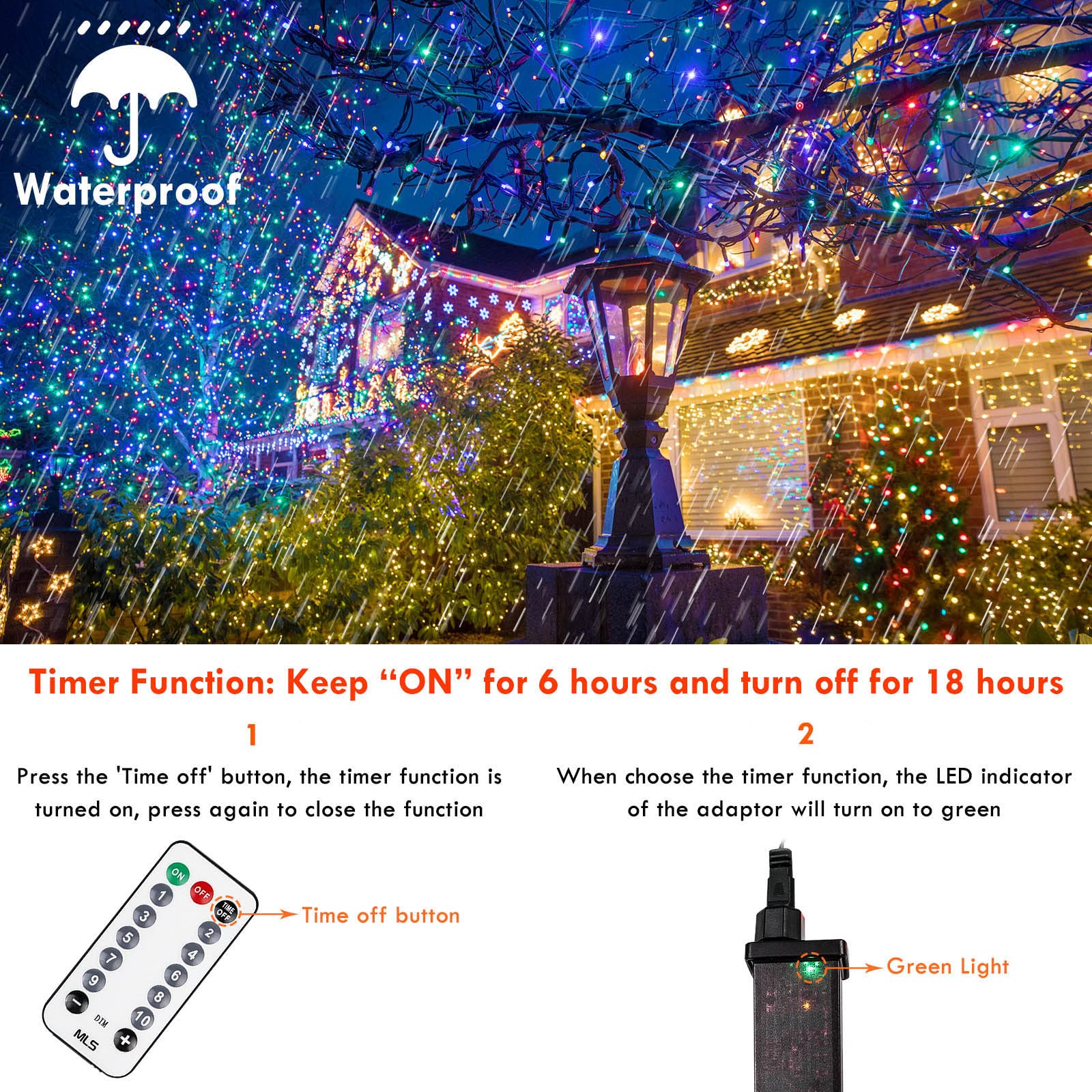 82Ft 200 Led Color Changing Christmas String Lights With Remote & Timer & Memory Function, 8 Lighting Modes Waterproof Fairy String Lights For Xmas Tree Holiday Party Garden (Warm White & Multicolor)