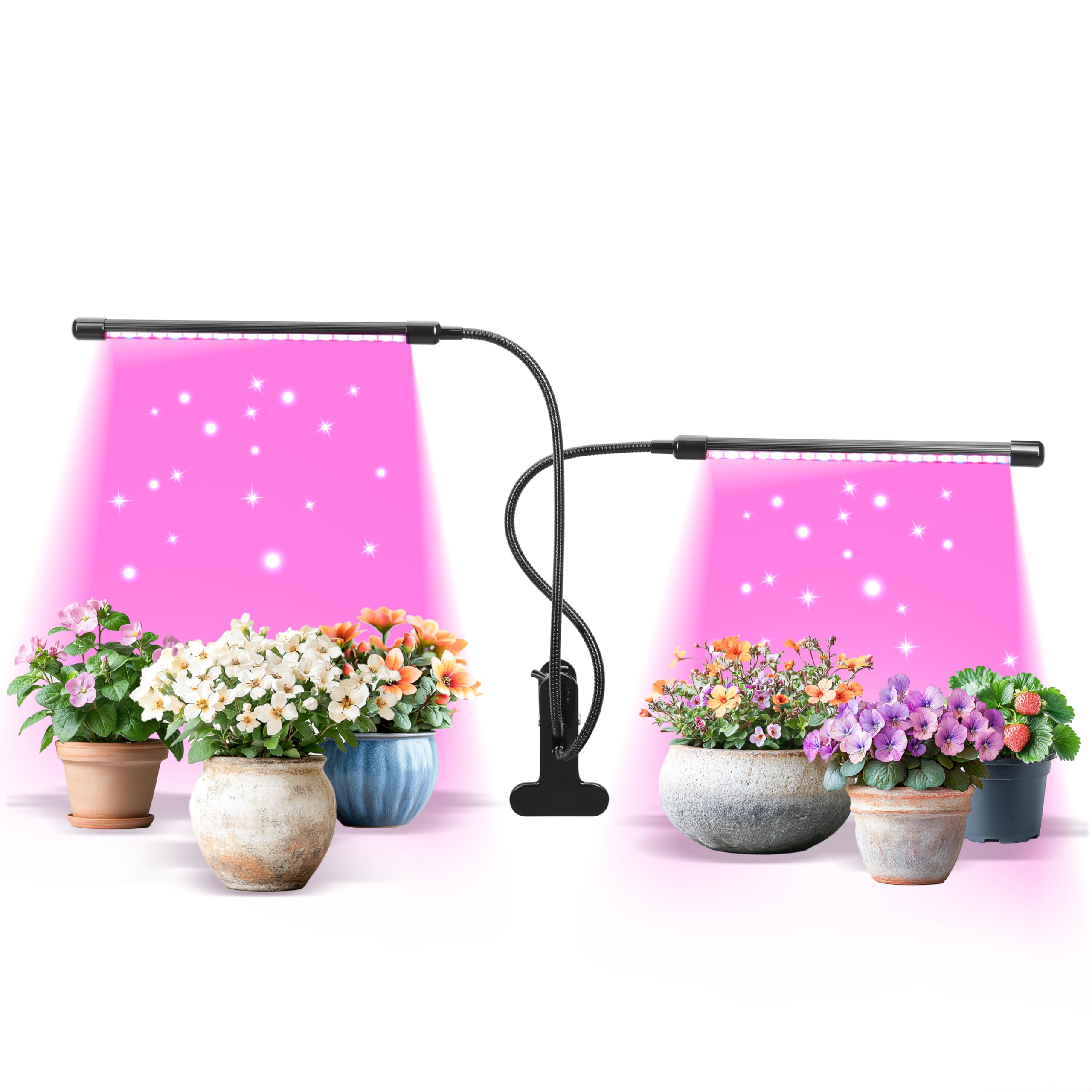 iPower LED Grow Lights for Indoor Plants  Full Spectrum Plant Growing Lamp with Red Blue LEDs  11-Level Dimmable  Auto On Off with 3/9/12H Timer  2 Tubes